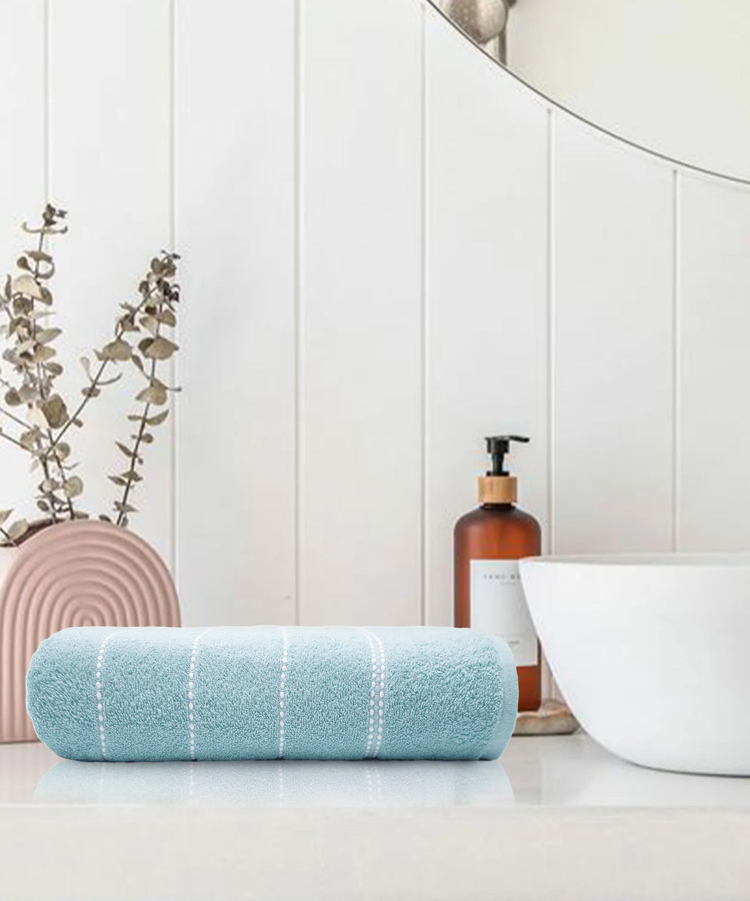Dusk & Dawn Winter Teal 2 Hand Towel, 400 GSM, Cotton Rich, Weft Insert Solid Towel, Blue - Image 5
