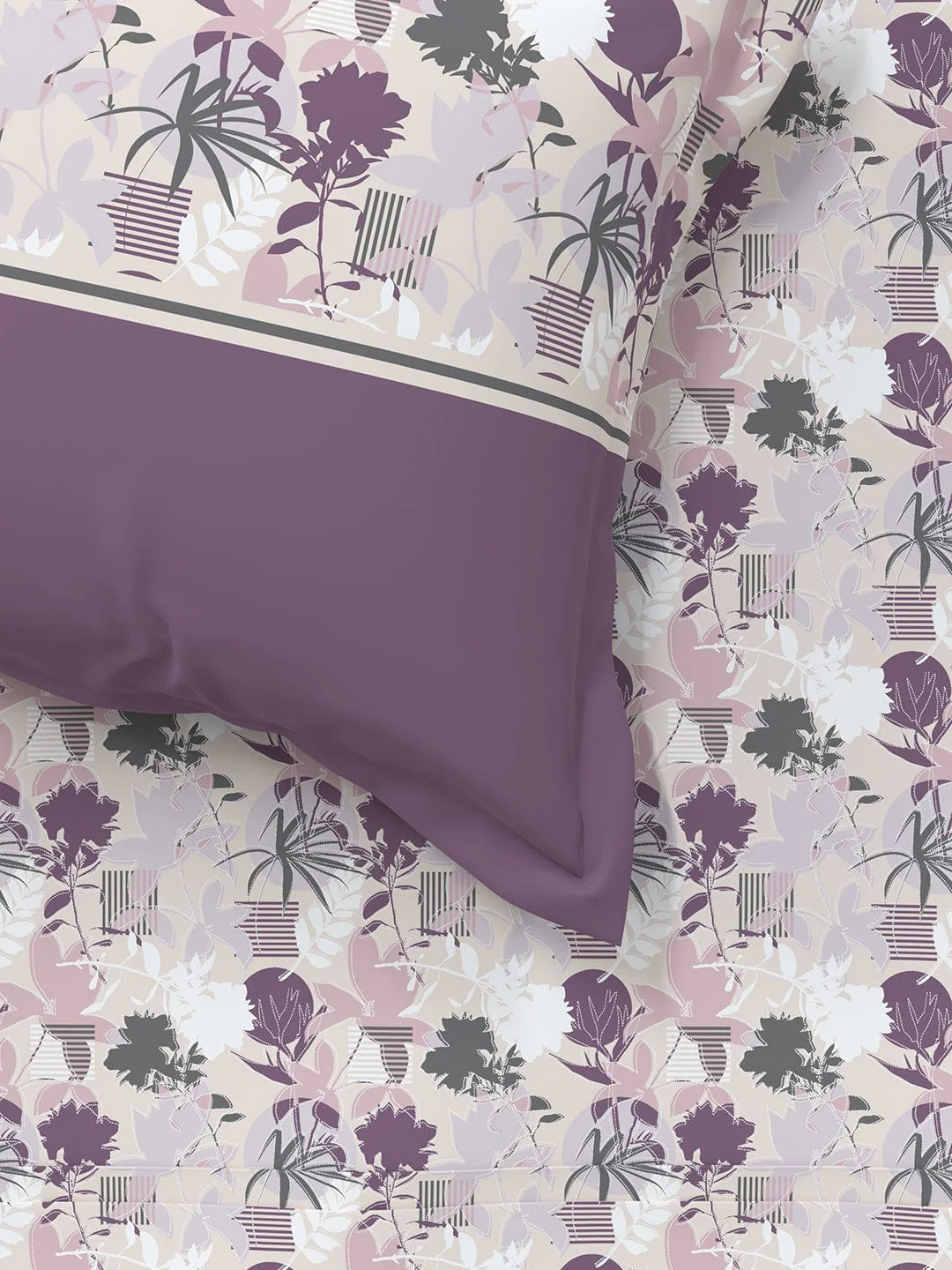 Epitome Queen Bedsheet Set, Adele|144TC Cotton| 2 Pillow Covers - Image 6