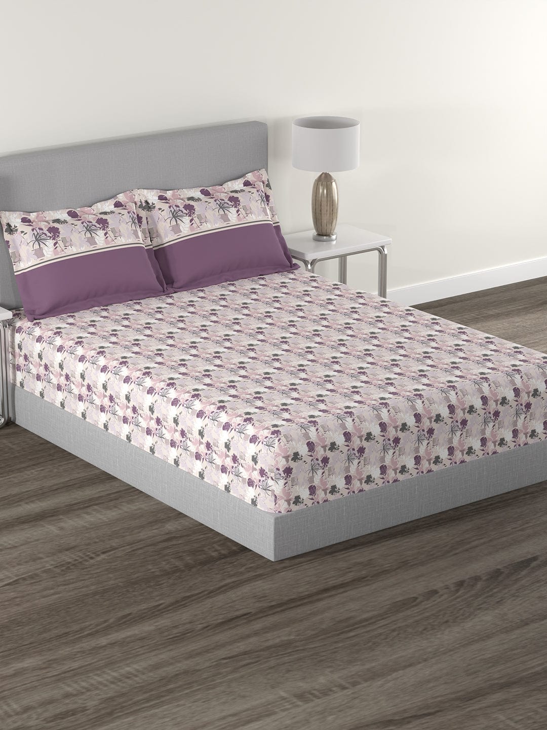 Epitome Queen Bedsheet Set, Adele|144TC Cotton| 2 Pillow Covers - Image 7