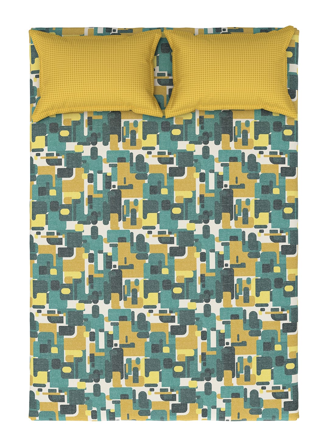 Epitome Fractal Queen Bedsheet With 2 Pillow Cover, 144TC, 100% Cotton, Yellow - Image 12