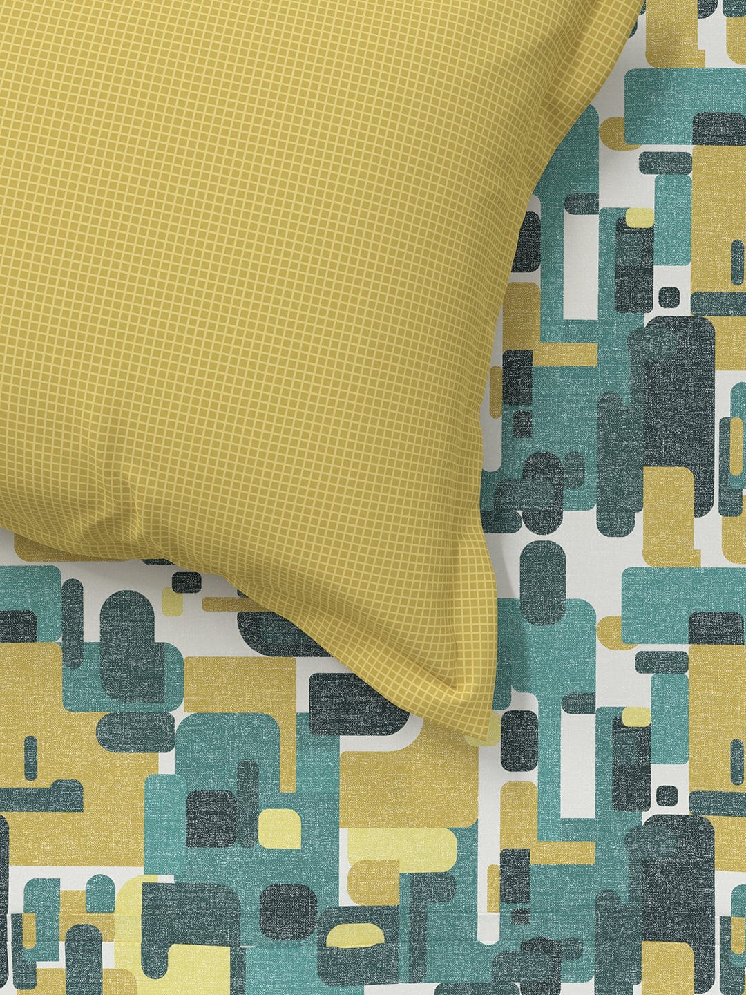 Epitome Fractal Queen Bedsheet With 2 Pillow Cover, 144TC, 100% Cotton, Yellow - Image 6