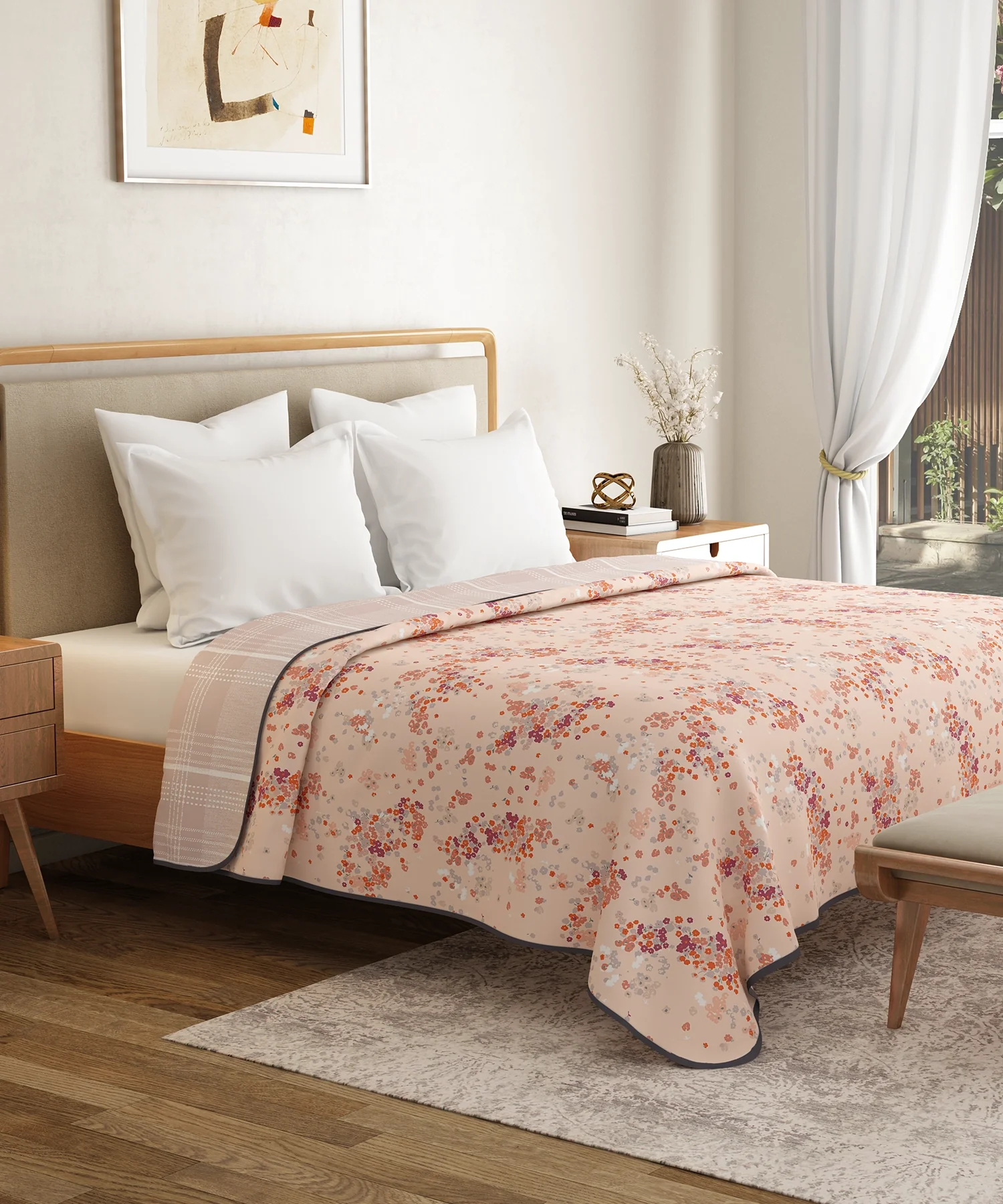 Everyday Double Dohar, Blossom Field|95 GSM Micro Polyester|Reversible