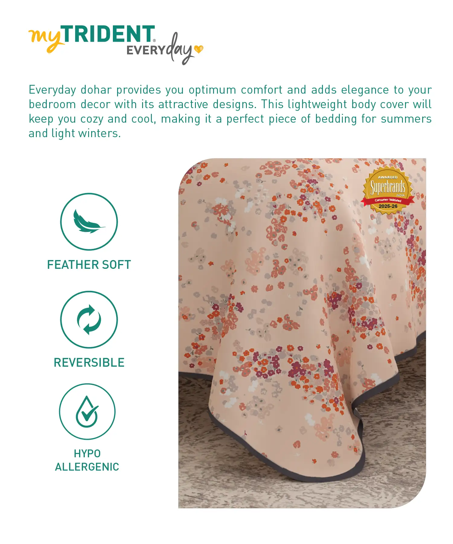 Everyday Double Dohar, Blossom Field|95 GSM Micro Polyester|Reversible - Image 5