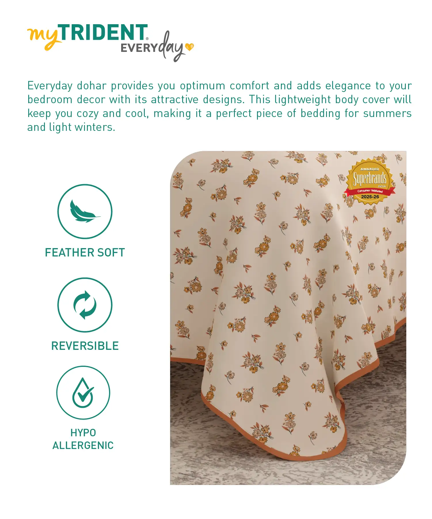 Everyday Double Dohar, Little Bloom|95 GSM Micro Polyester|Reversible - Image 5