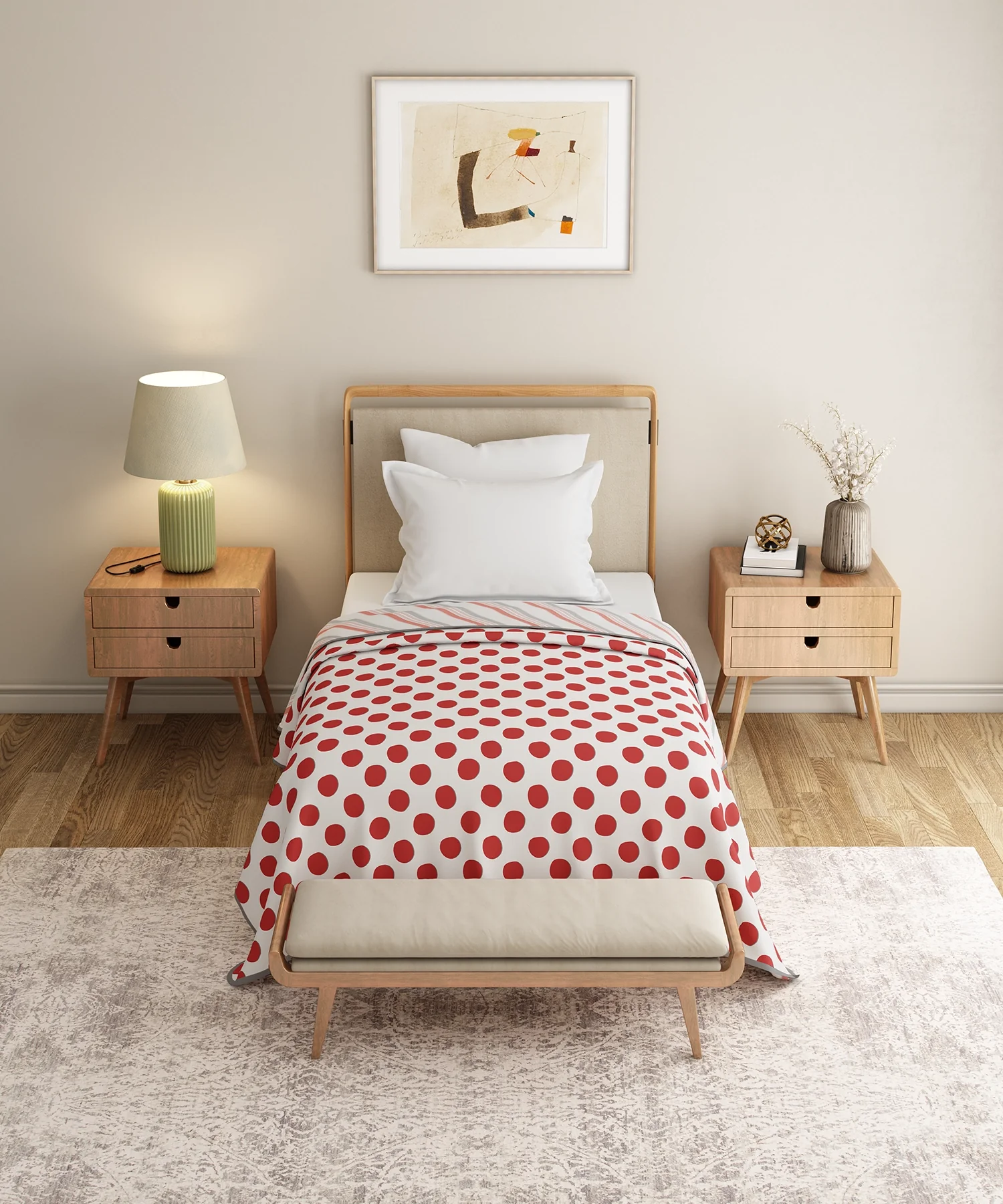 Everyday Single Dohar, Dottie|95 GSM Micro Polyester|Reversible - Image 2