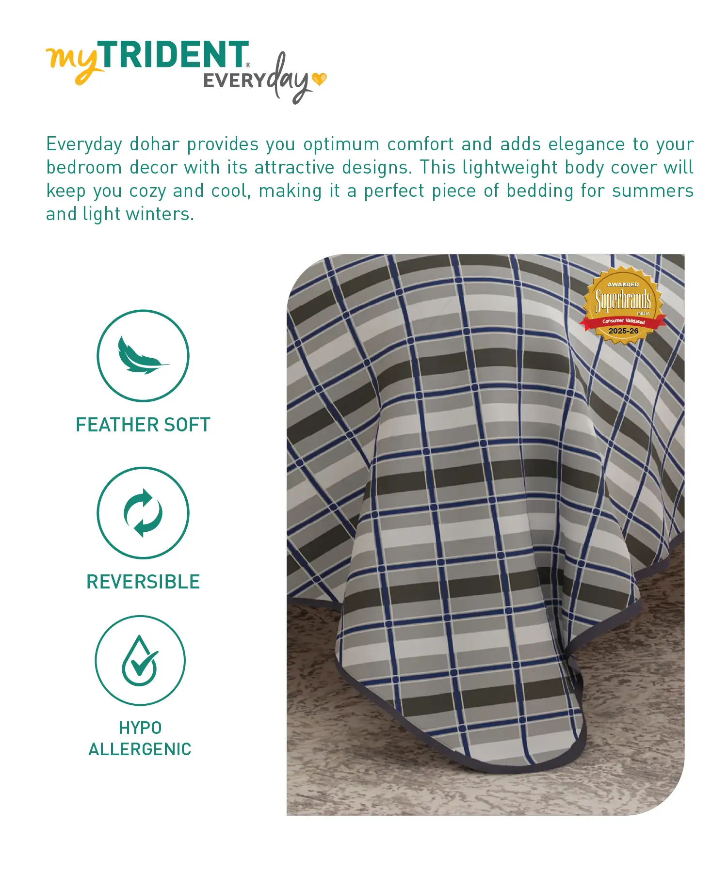 Everyday Single Dohar, Oxford|95 GSM Micro Polyester|Reversible - Image 5
