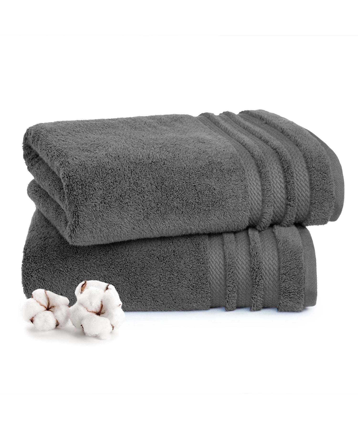Luxury 2 PC Bath Towel Set, Charcoal|625 GSM Cotton|Anti Microbial - Image 3