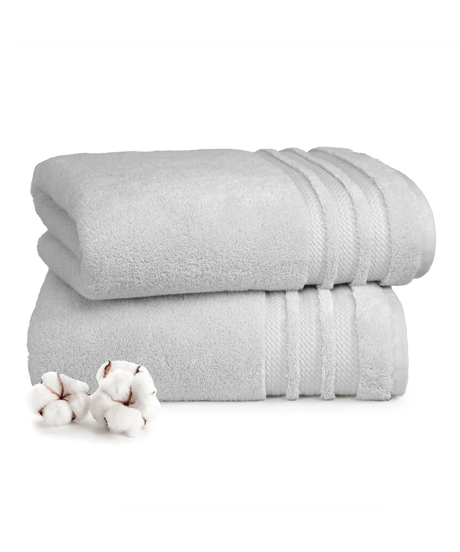 Luxury 2 PC Bath Towel Set, Grey|625 GSM Cotton|Anti Microbial - Image 3