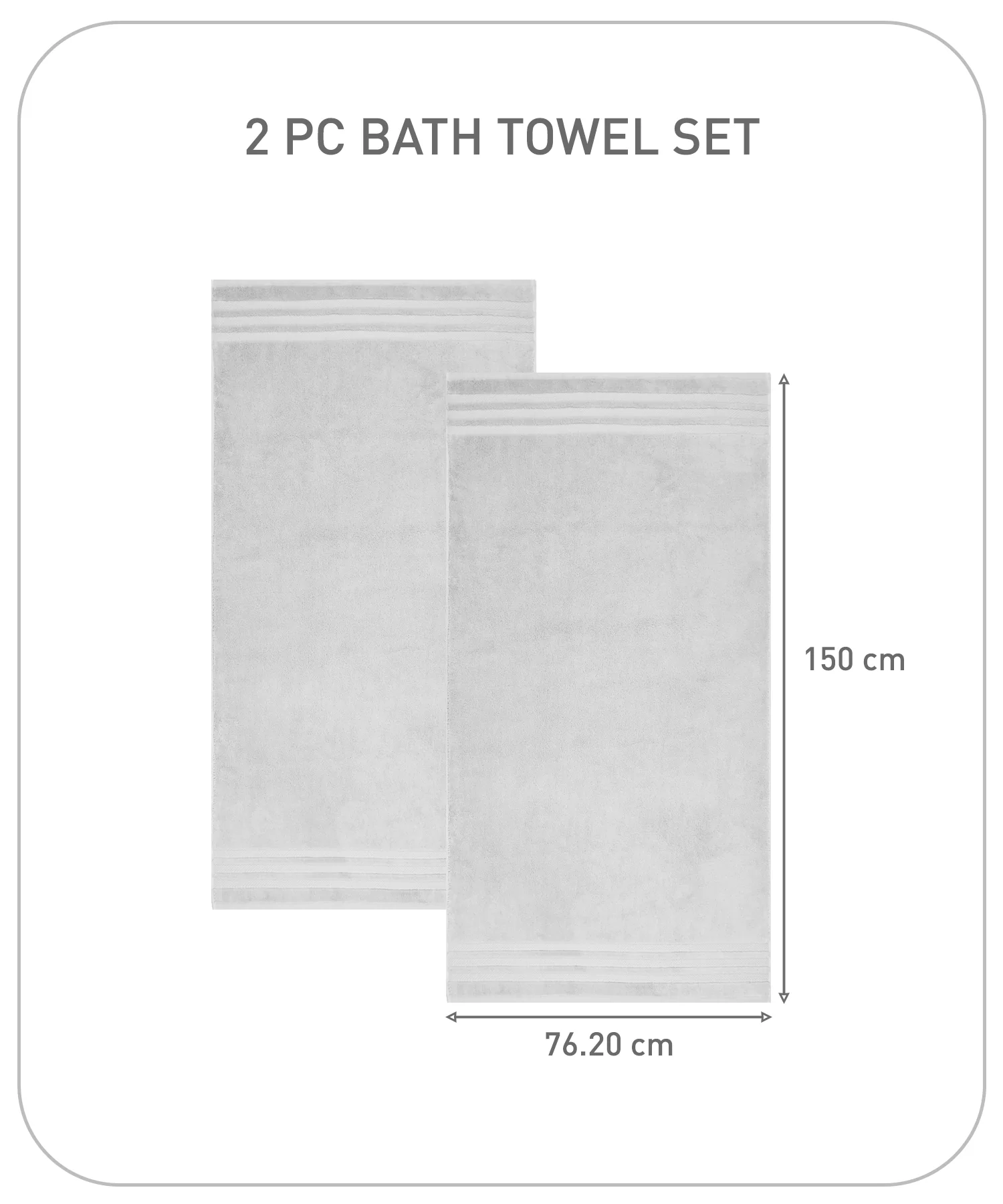 Luxury 2 PC Bath Towel Set, Grey|625 GSM Cotton|Anti Microbial - Image 9