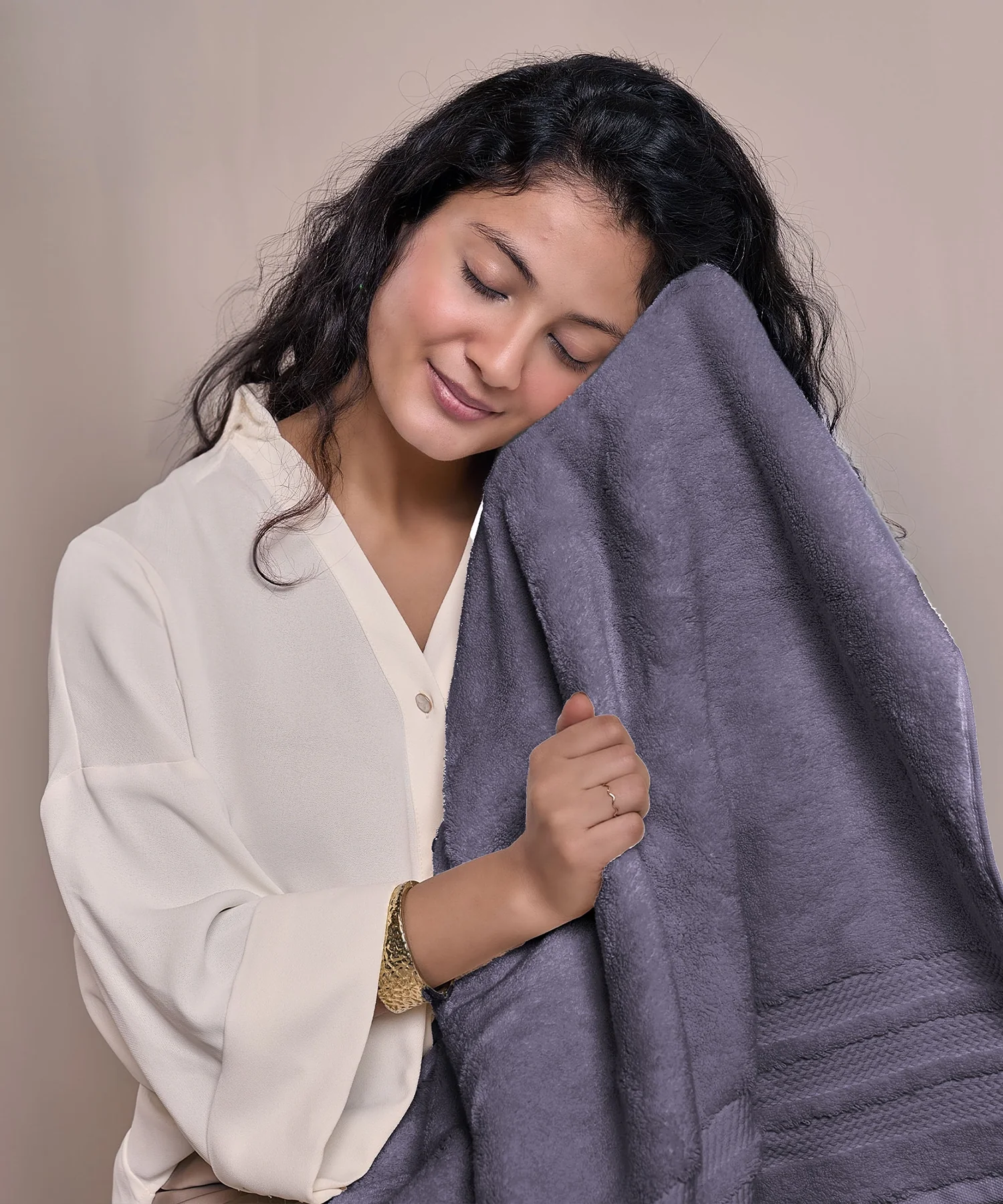 Luxury 2 PC Bath Towel Set, Purple|625 GSM Cotton|Anti Microbial - Image 4