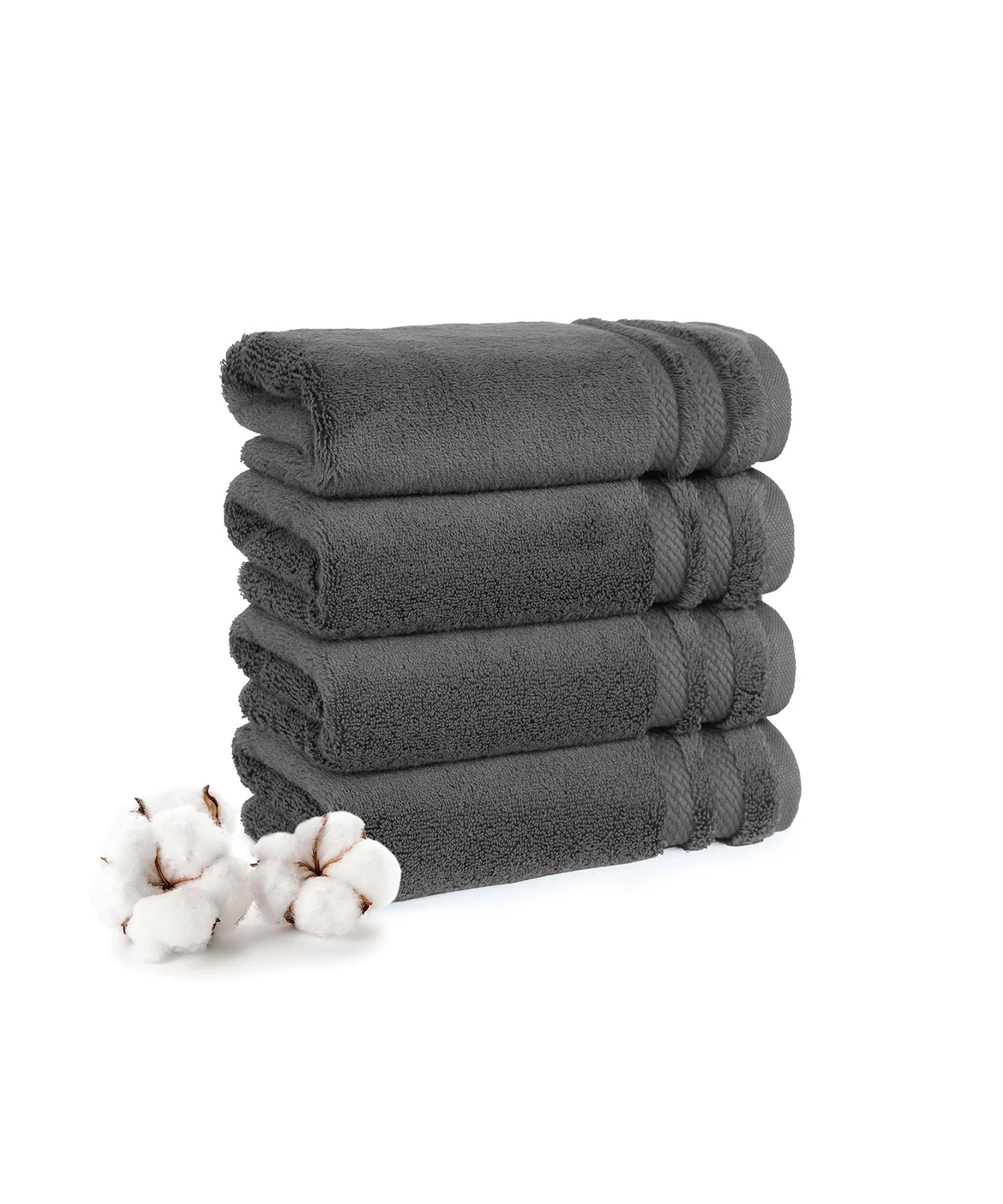 Luxury 4 PC Hand Towel Set, Charcoal|625 GSM Cotton|Anti Microbial - Image 3