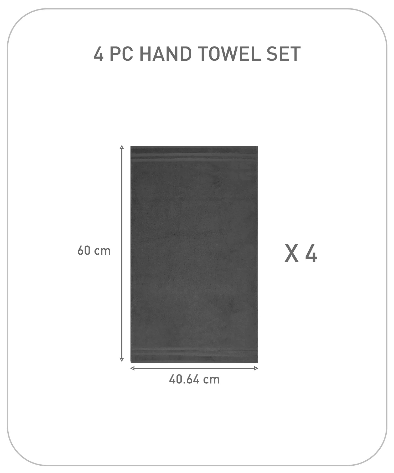 Luxury 4 PC Hand Towel Set, Charcoal|625 GSM Cotton|Anti Microbial - Image 9