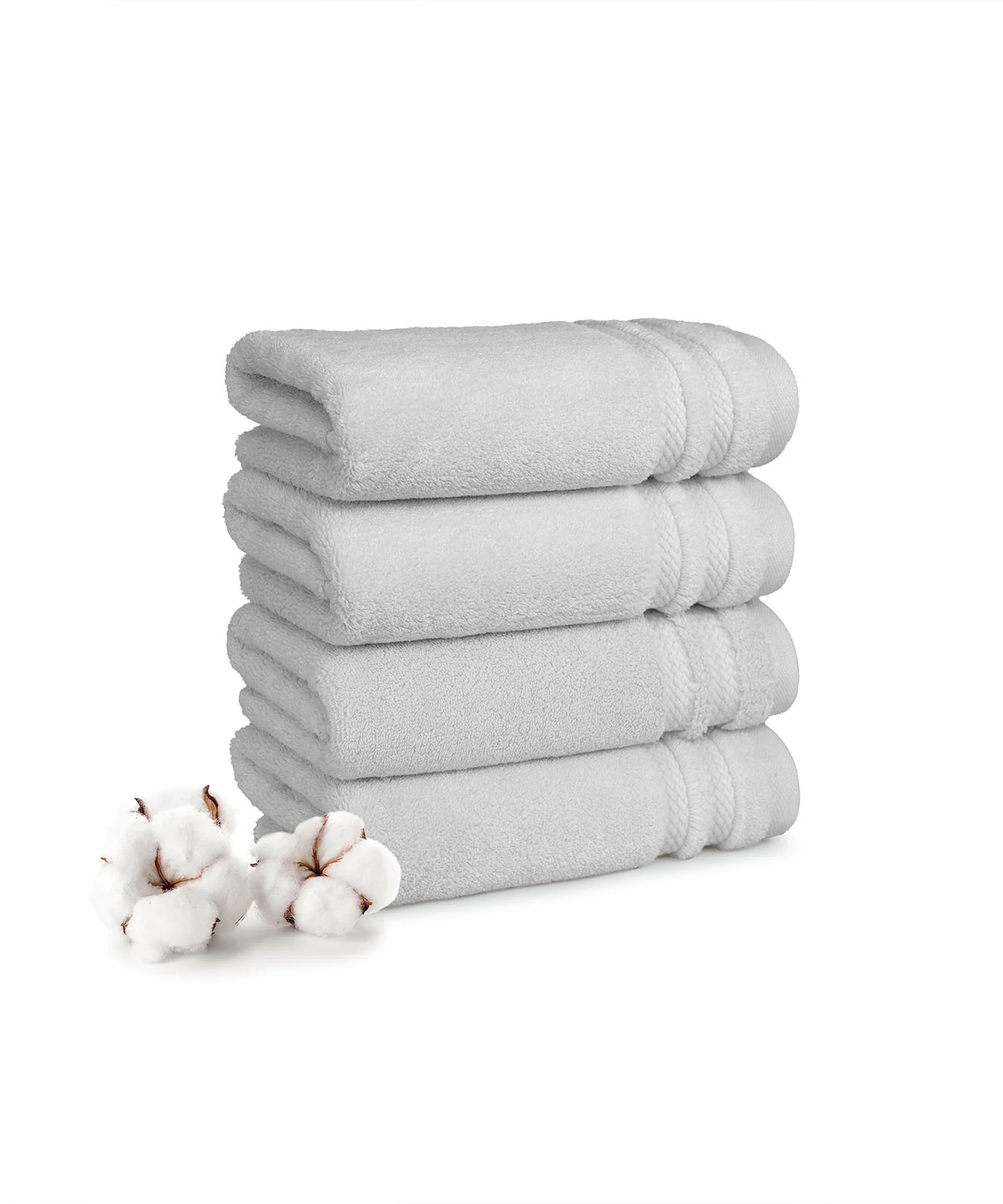 Luxury 4 PC Hand Towel Set, Grey|625 GSM Cotton|Anti Microbial - Image 3