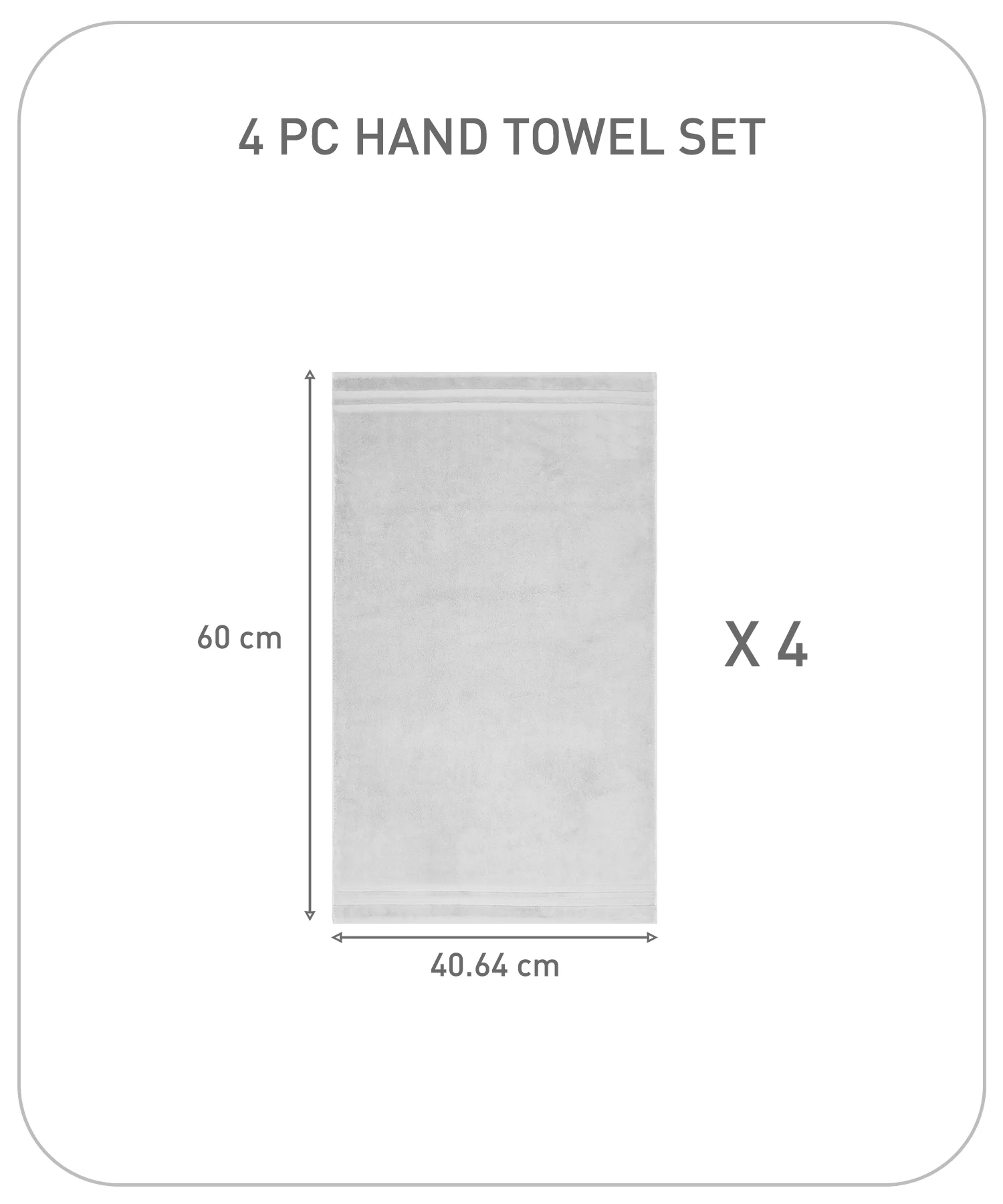 Luxury 4 PC Hand Towel Set, Grey|625 GSM Cotton|Anti Microbial - Image 9