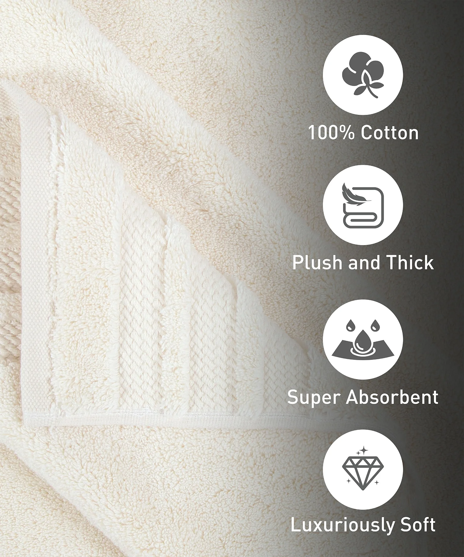 Luxury 4 PC Hand Towel Set, Linen|625 GSM Cotton|Anti Microbial - Image 5