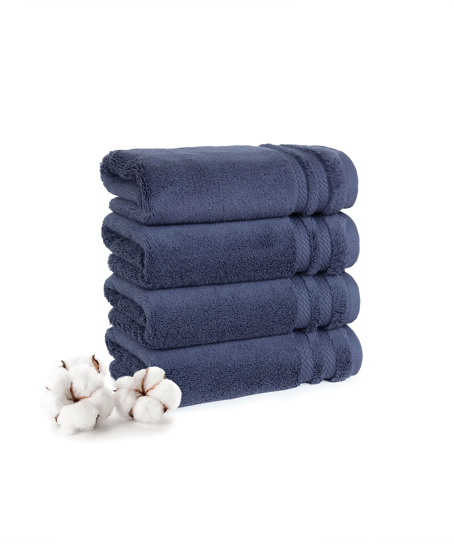 Luxury 4 PC Hand Towel Set, Navy|625 GSM Cotton|Anti Microbial - Image 3
