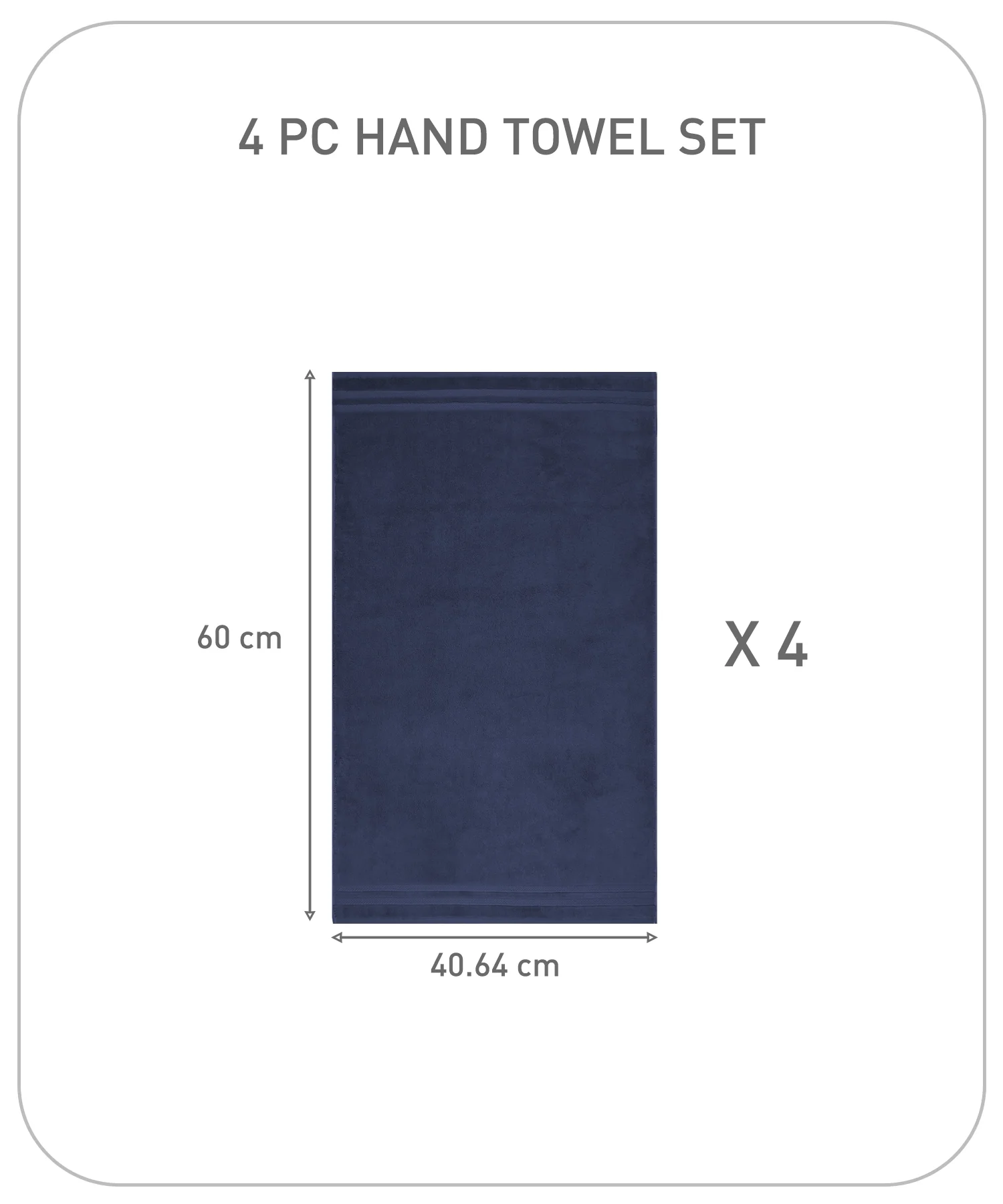 Luxury 4 PC Hand Towel Set, Navy|625 GSM Cotton|Anti Microbial - Image 9