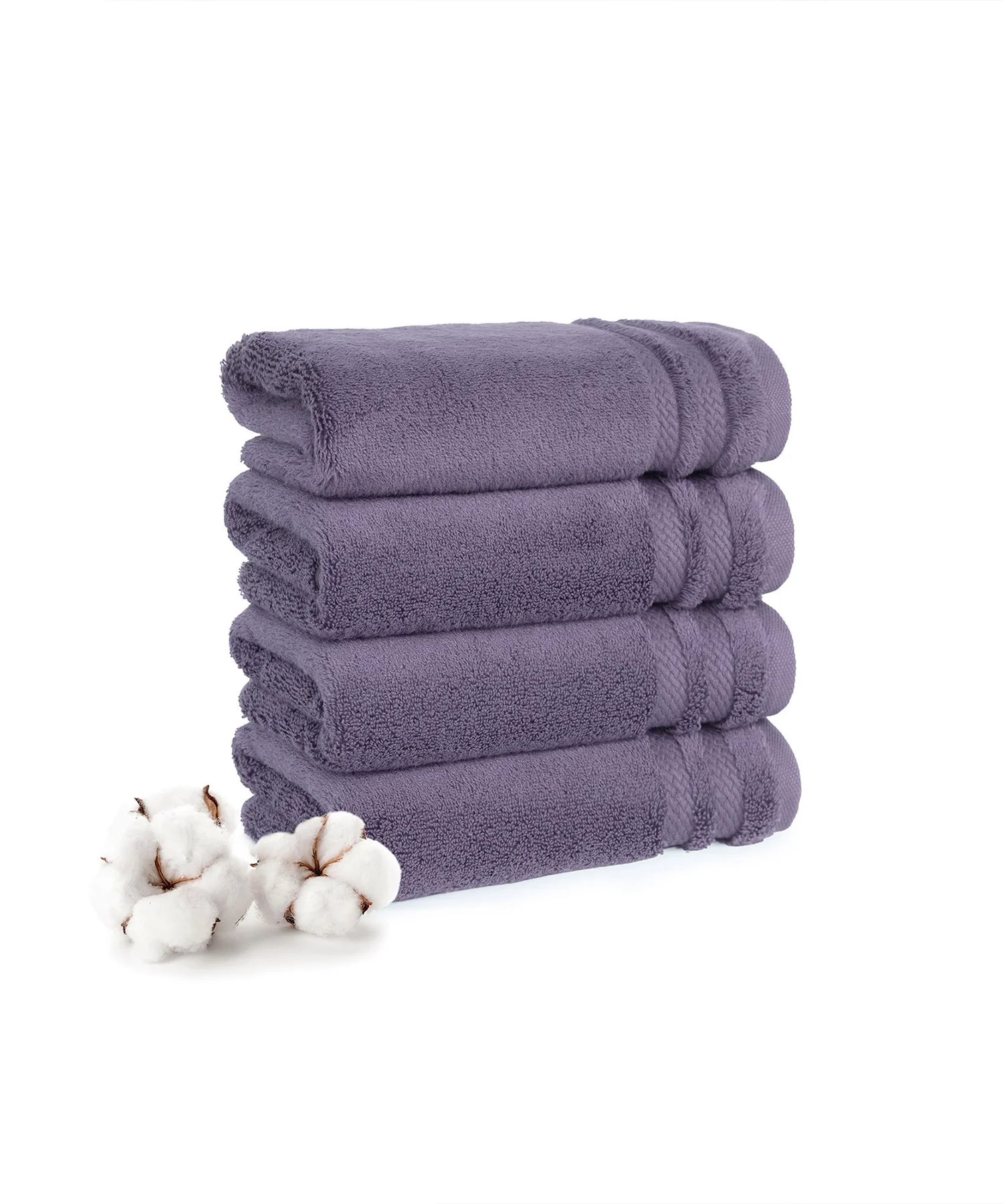 Luxury 4 PC Hand Towel Set, Purple|625 GSM Cotton|Anti Microbial - Image 3