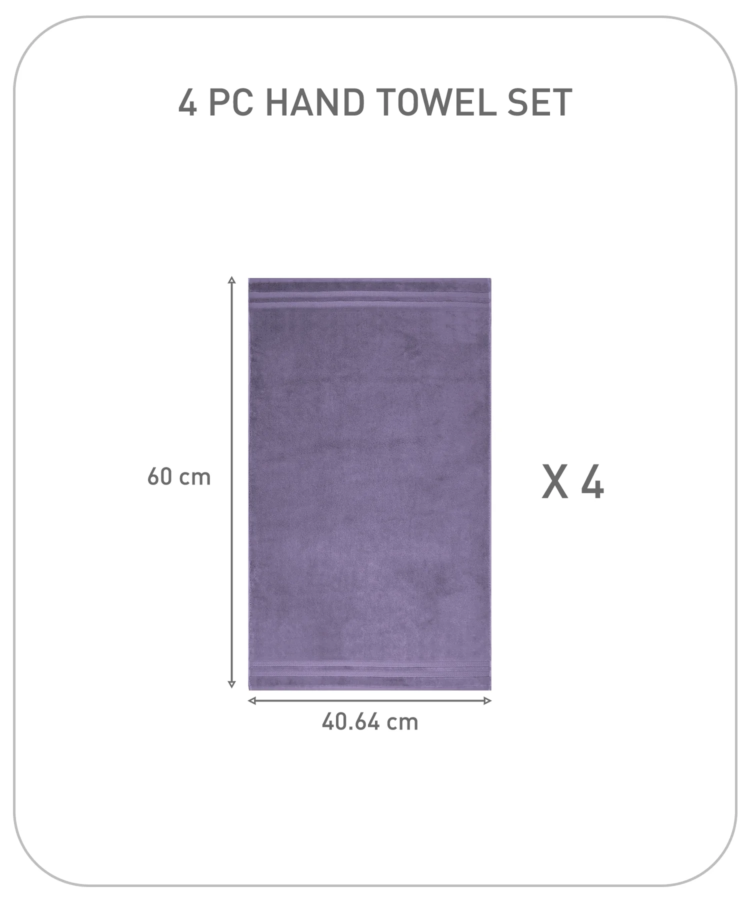 Luxury 4 PC Hand Towel Set, Purple|625 GSM Cotton|Anti Microbial - Image 9