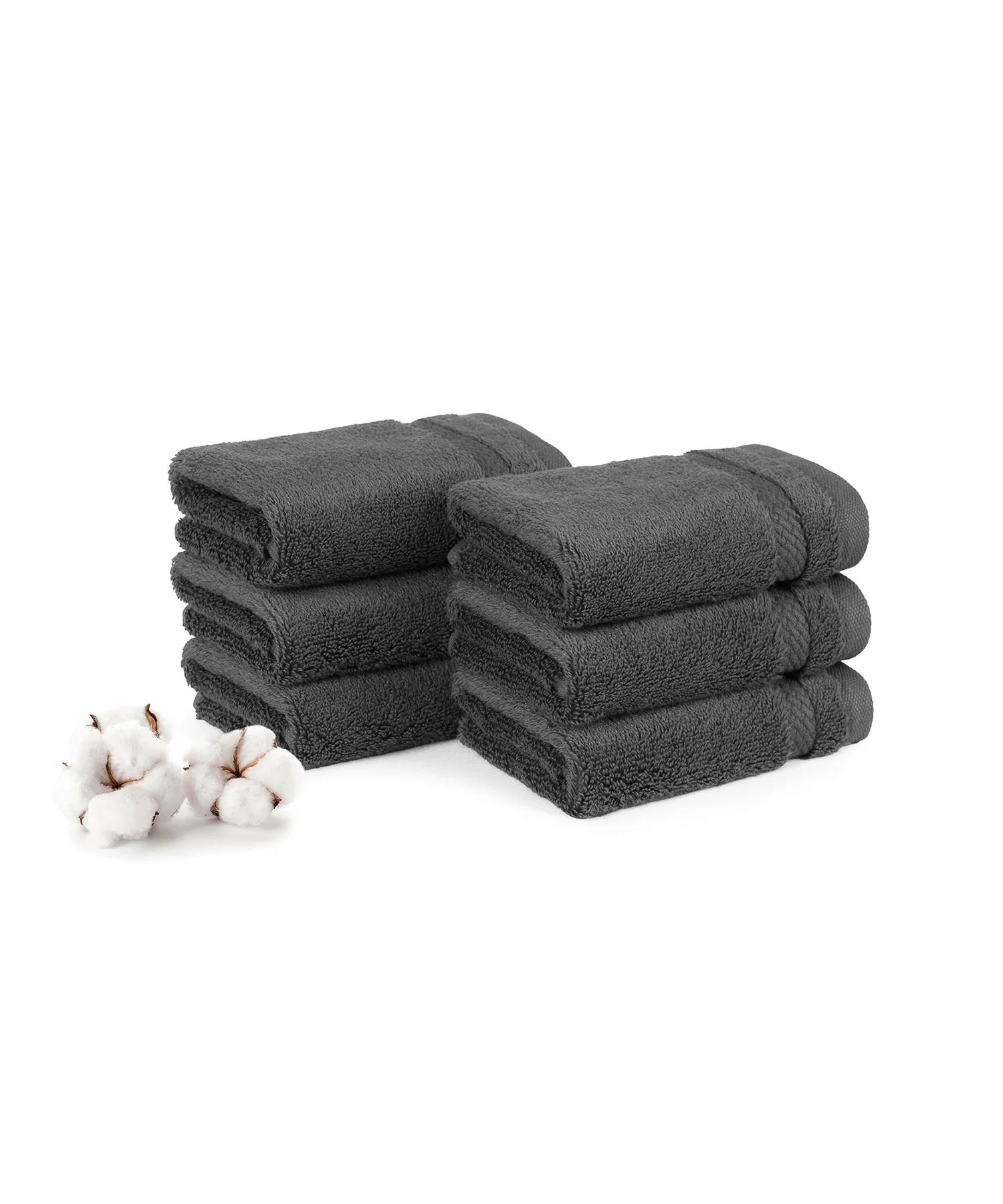 Luxury 6 PC Face Towel Set, Charcoal|625 GSM Cotton|Anti Microbial - Image 3