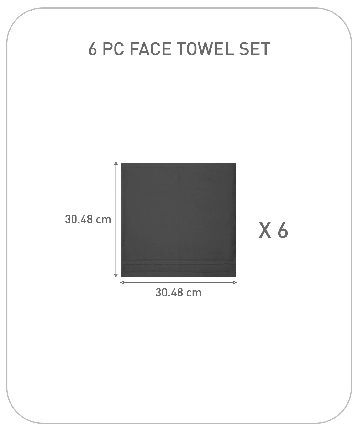 Luxury 6 PC Face Towel Set, Charcoal|625 GSM Cotton|Anti Microbial - Image 9