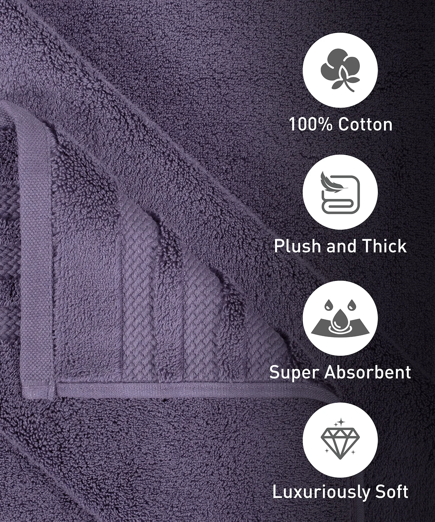 Luxury 6 PC Face Towel Set, Purple|625 GSM Cotton|Anti Microbial - Image 5