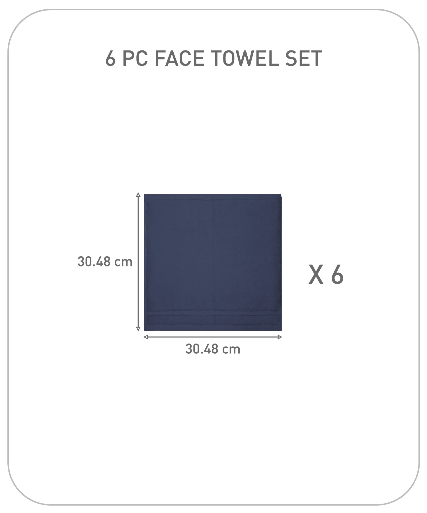 Luxury 6 PC Face Towel Set, Navy|625 GSM Cotton|Anti Microbial - Image 9