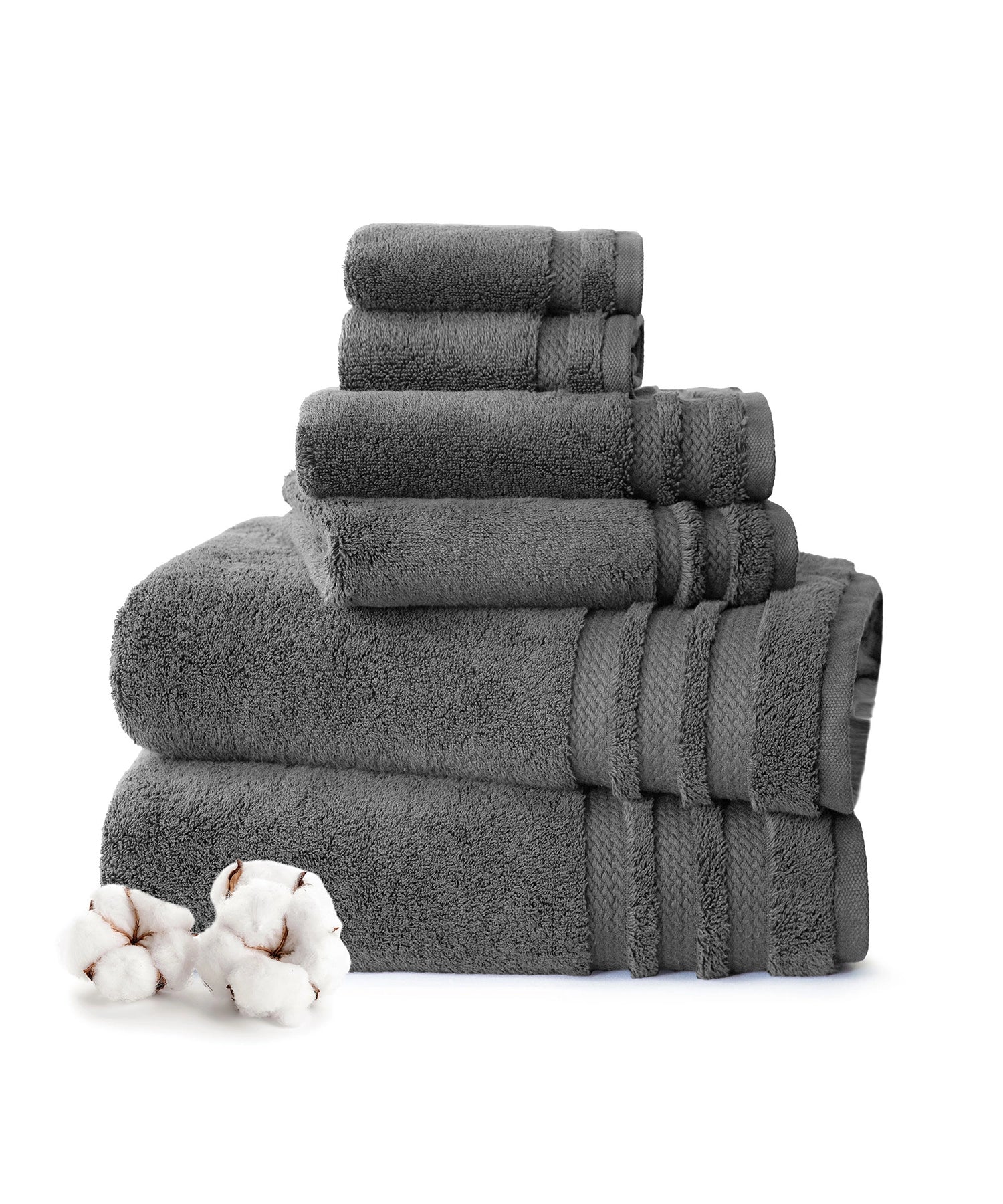 Luxury 6 PC Towel Set, Charcoal|625 GSM Cotton|Anti Microbial - Image 3