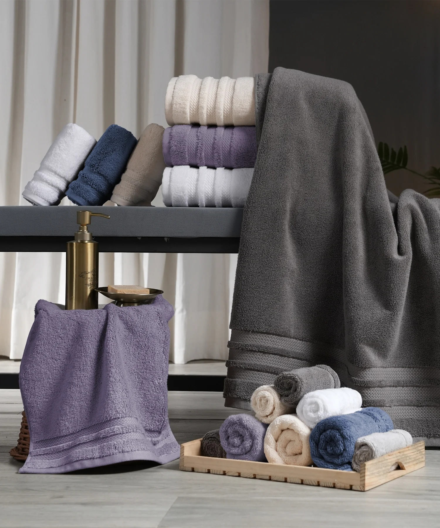 Luxury 6 PC Towel Set, Charcoal|625 GSM Cotton|Anti Microbial - Image 7