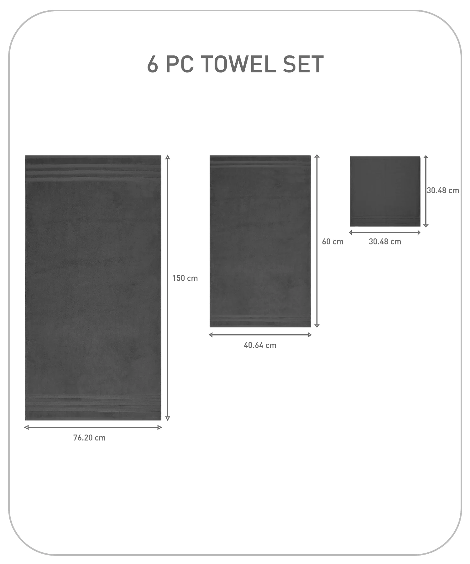 Luxury 6 PC Towel Set, Charcoal|625 GSM Cotton|Anti Microbial - Image 9
