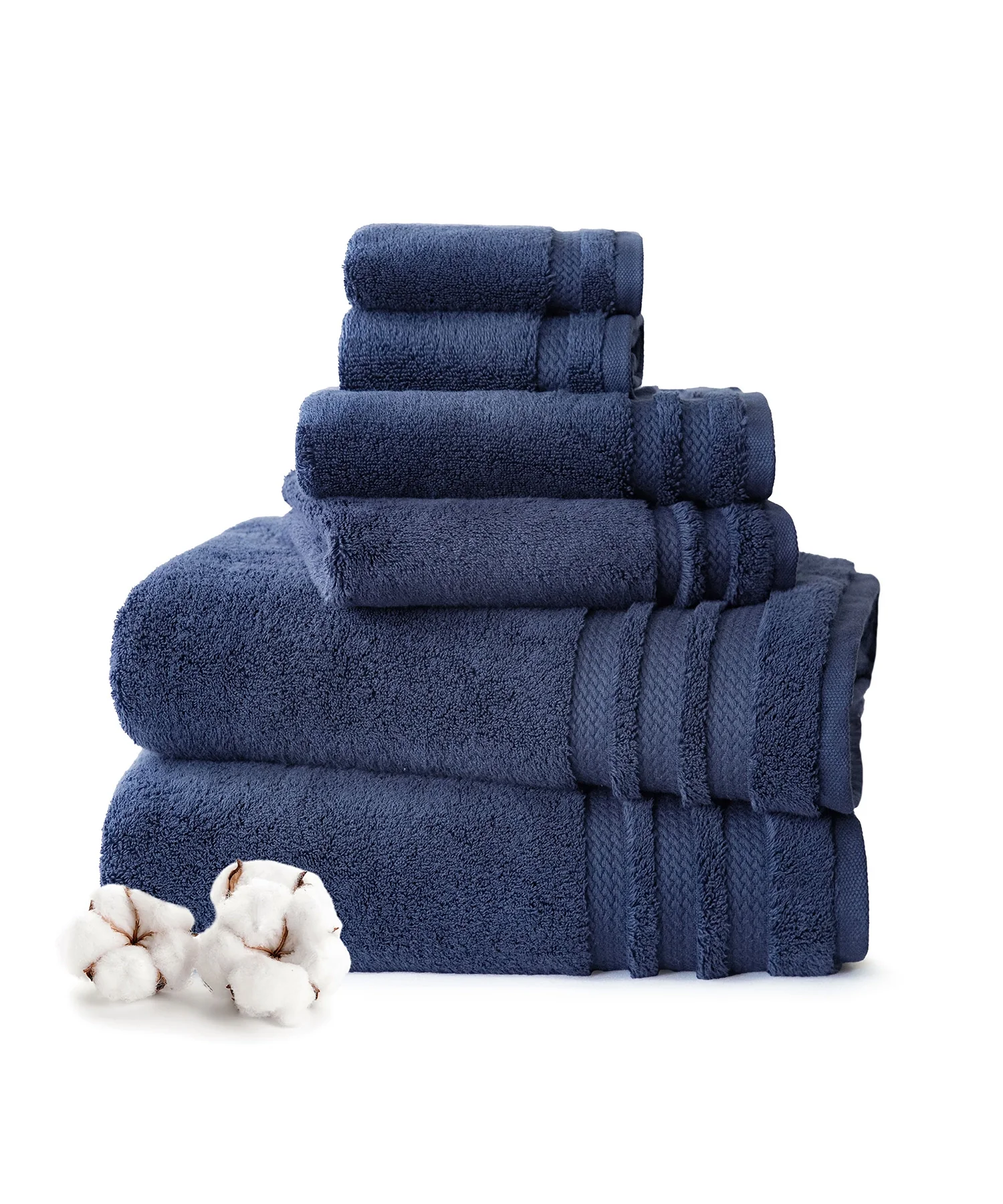 Luxury 6 PC Towel Set, Navy|625 GSM Cotton|Anti Microbial - Image 3