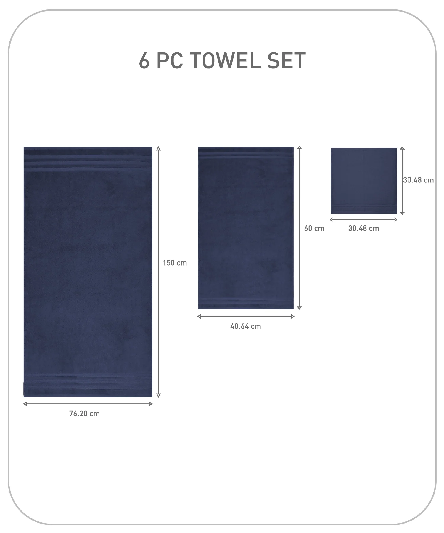 Luxury 6 PC Towel Set, Navy|625 GSM Cotton|Anti Microbial - Image 9