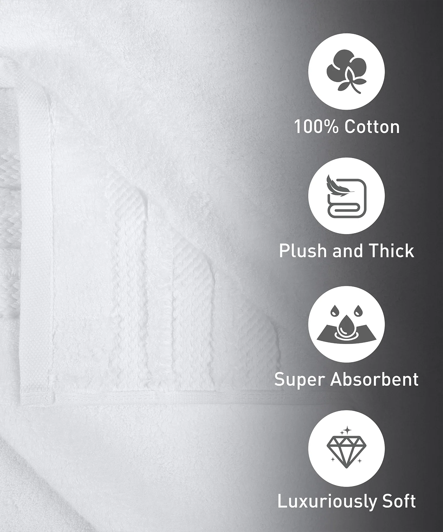 Luxury 6 PC Towel Set, White|625 GSM Cotton|Anti Microbial - Image 5