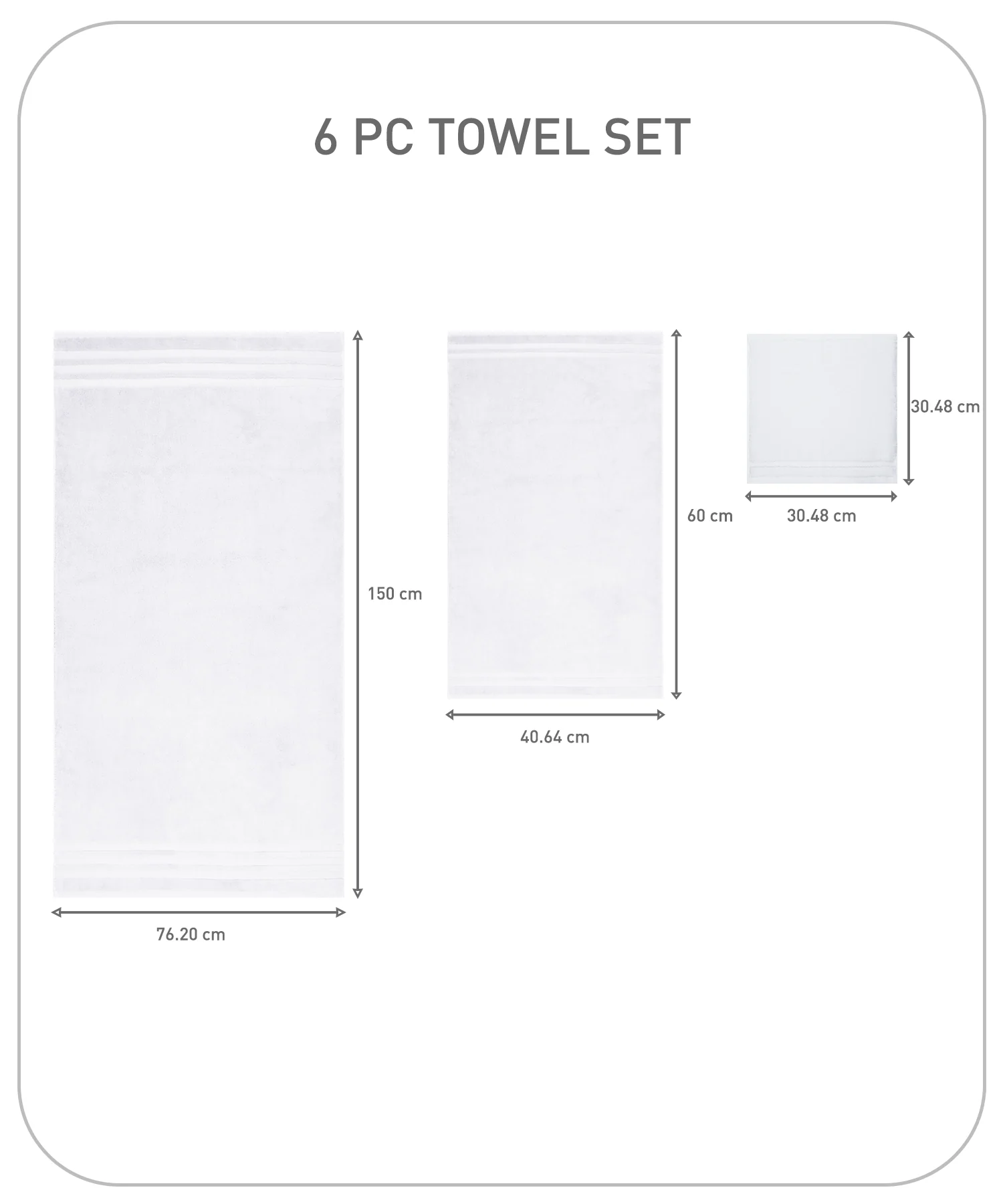 Luxury 6 PC Towel Set, White|625 GSM Cotton|Anti Microbial - Image 9
