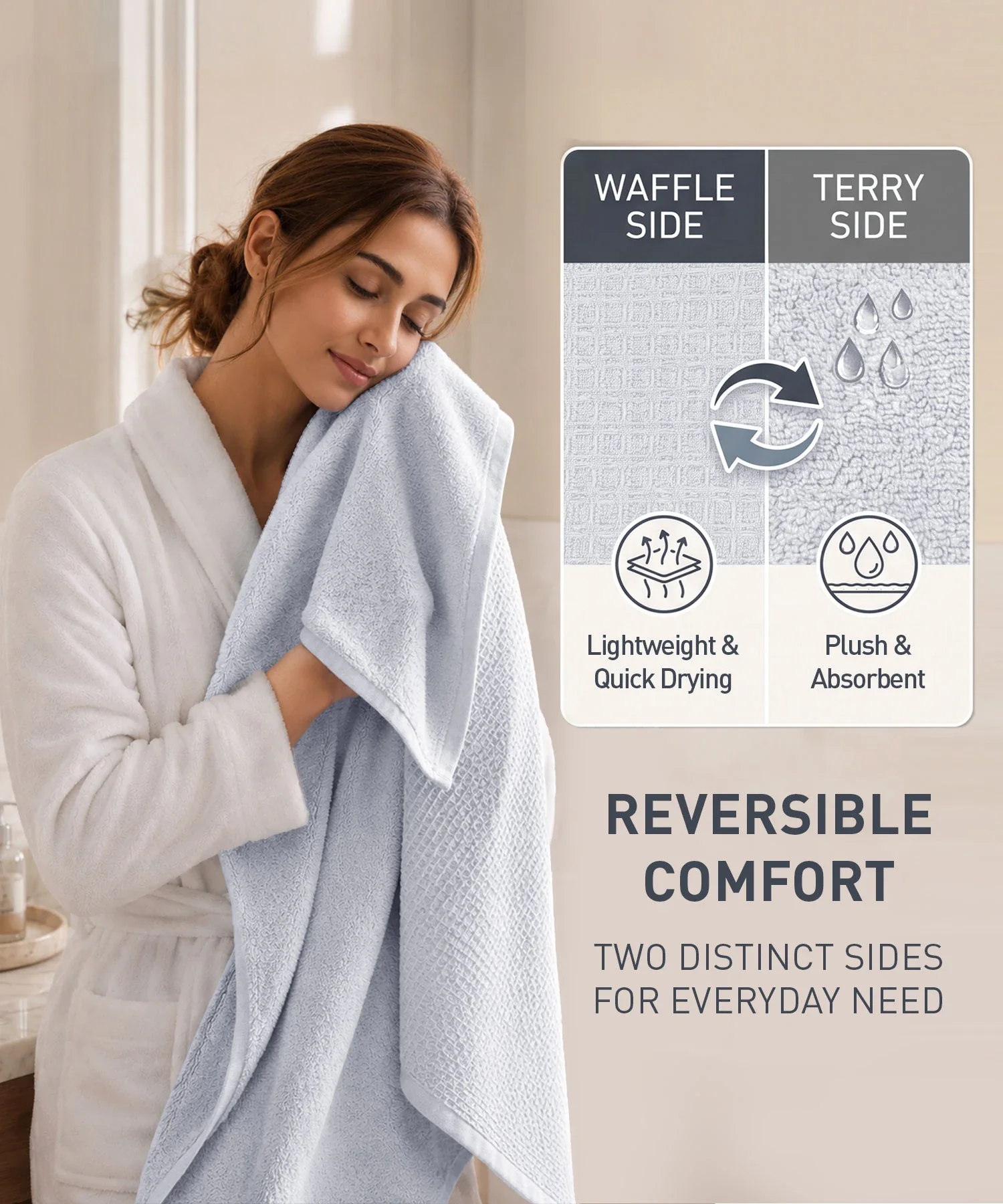 Finesse Fashion Waffle Bath Towel, High Rise|600 GSM Cotton - Image 4