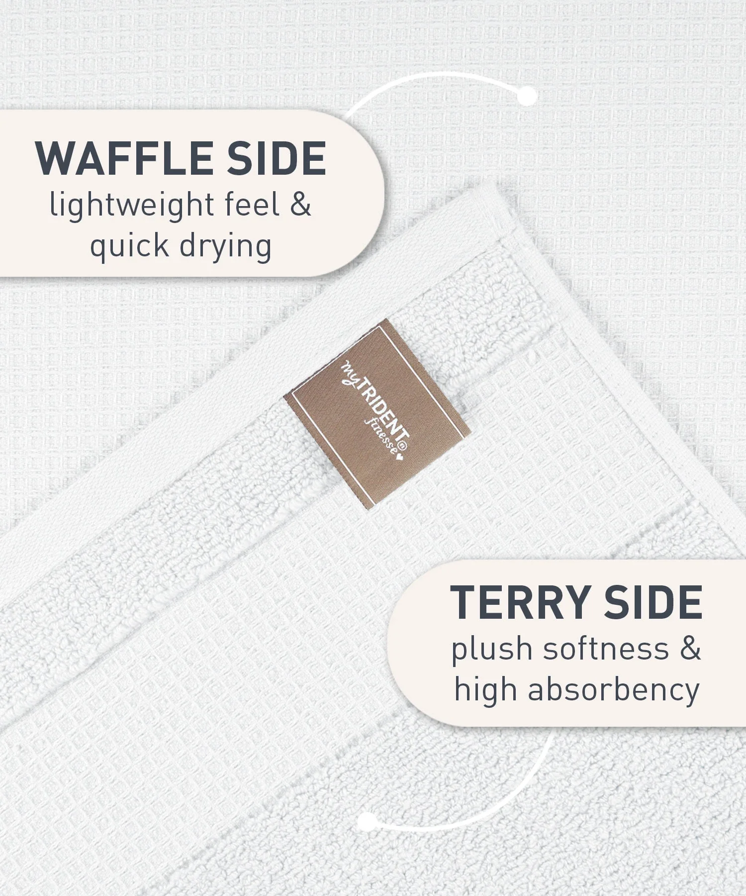 Finesse Fashion Waffle Bath Towel, White|600 GSM Cotton - Image 4