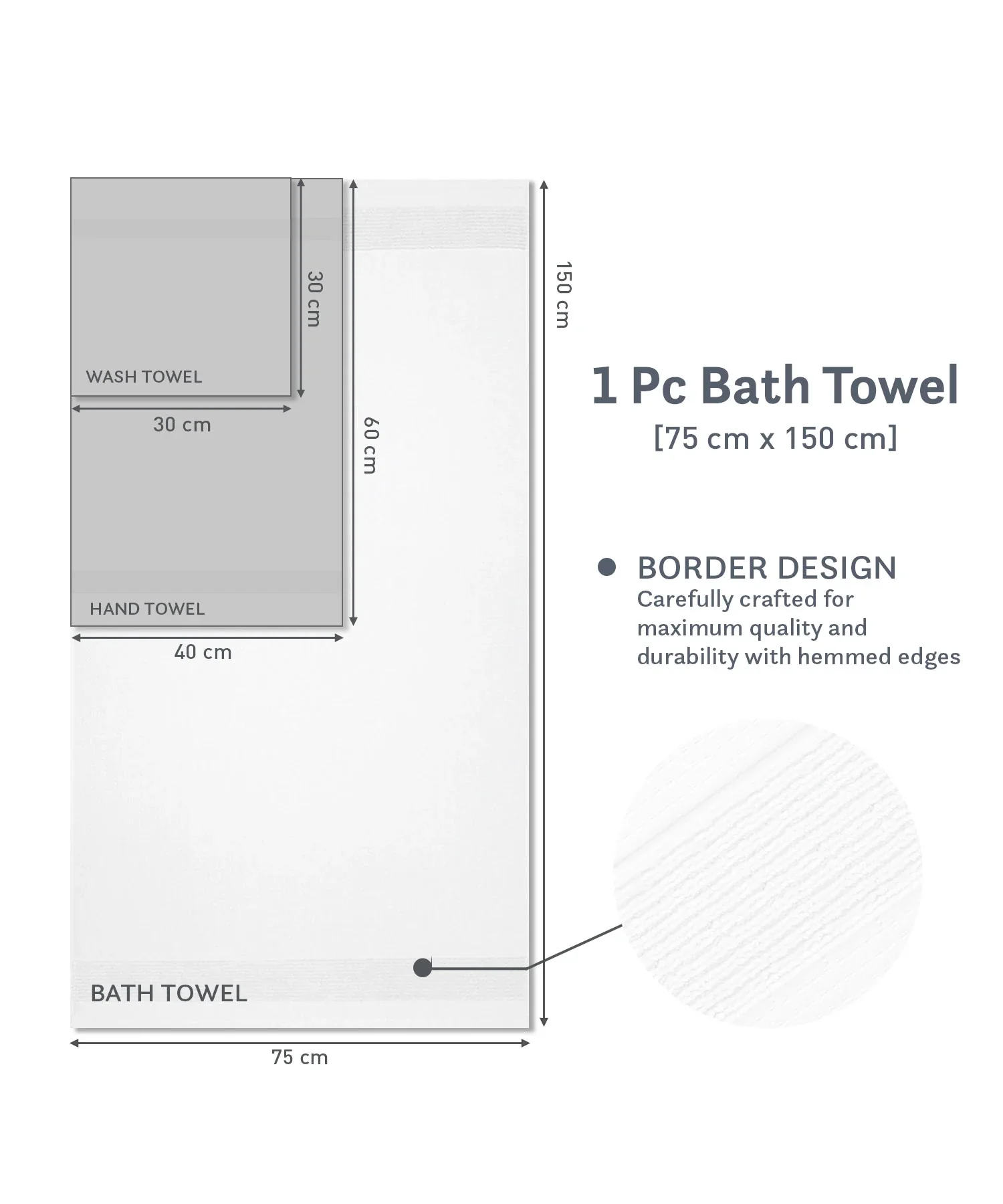 Finesse Fashion Waffle Bath Towel, White|600 GSM Cotton - Image 8