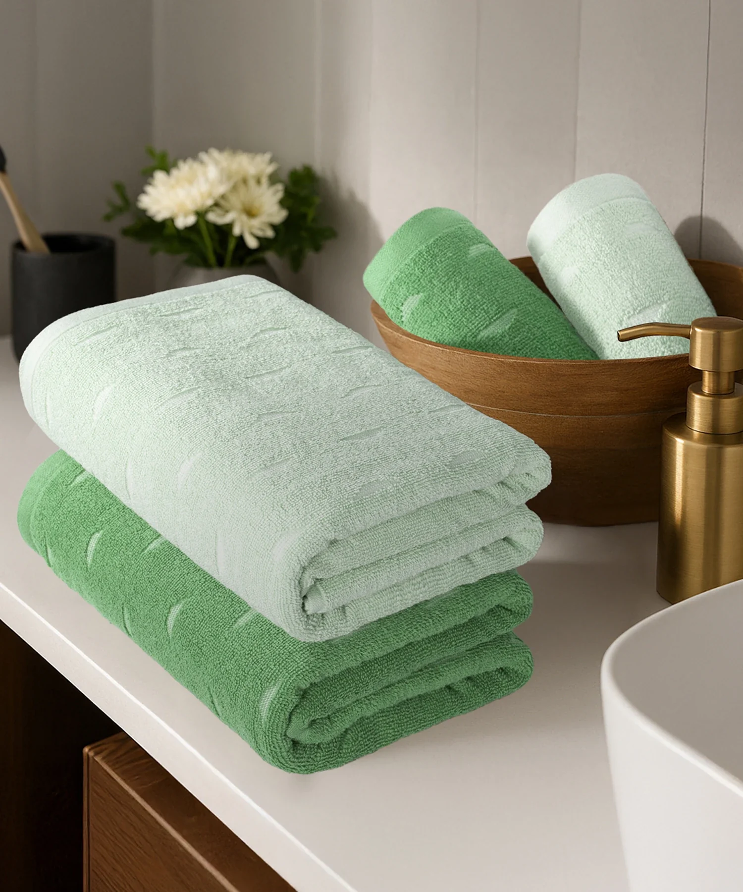 Fragrance 4Pc Towel Set, Green Apple| 500 GSM Cotton - Image 2