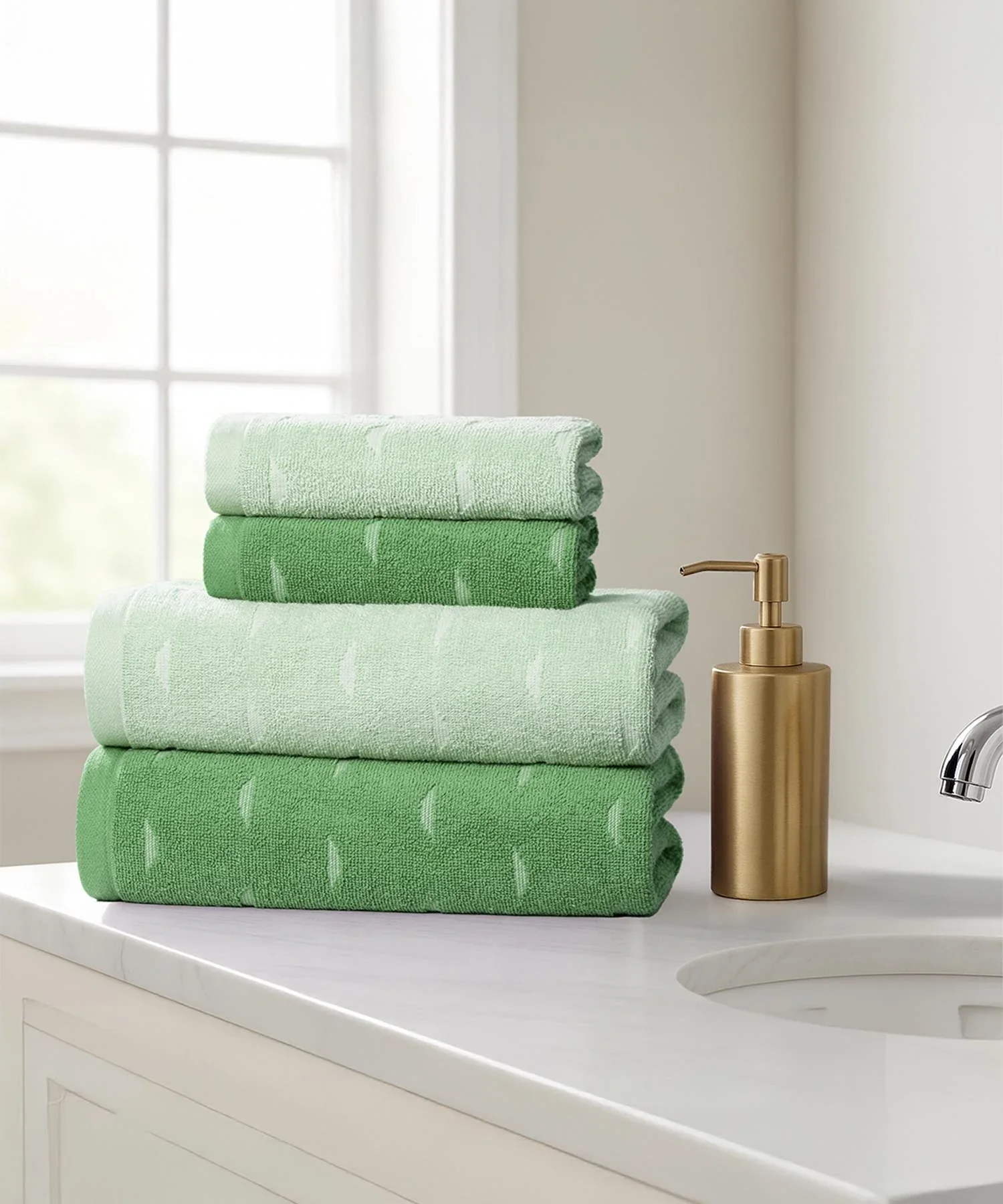 Fragrance 4Pc Towel Set, Green Apple| 500 GSM Cotton - Image 3