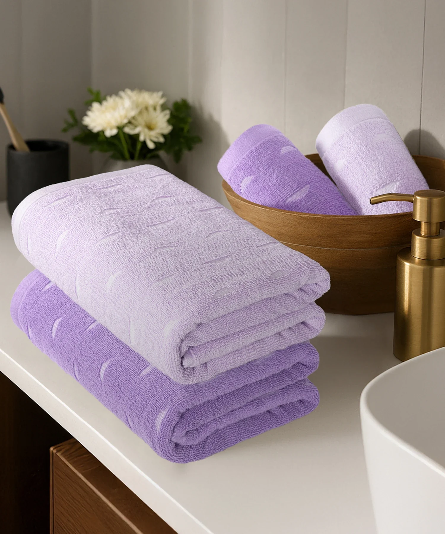 Fragrance 4Pc Towel Set, Lavender| 500 GSM Cotton - Image 2