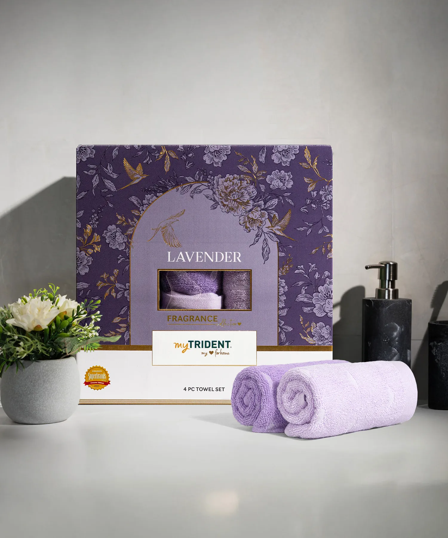 Fragrance 4Pc Towel Set, Lavender| 500 GSM Cotton - Image 4