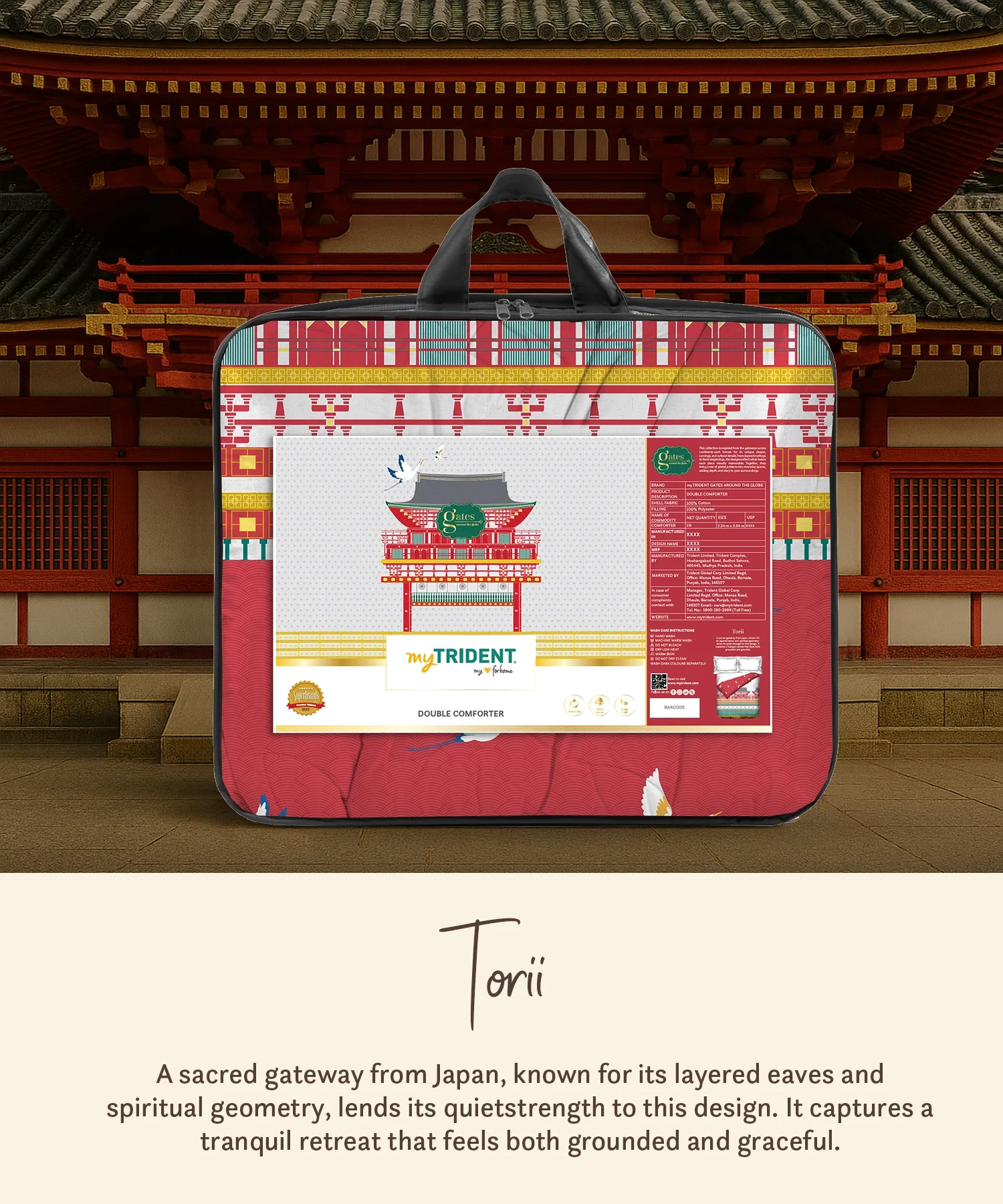 Gates Around The Globe Double AC Comforter, Torii| 180 TC Cotton - Image 4