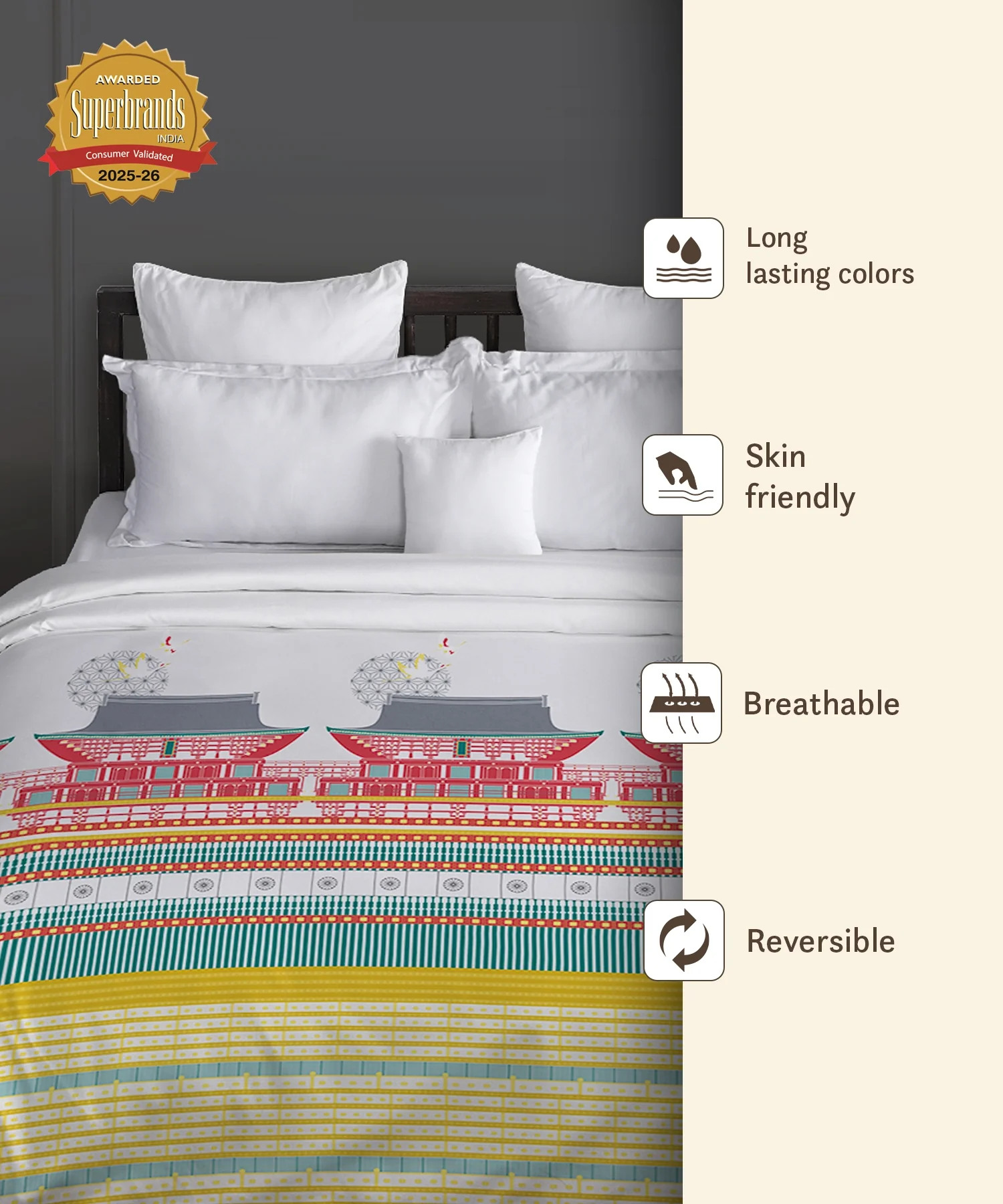 Gates Around The Globe Double AC Comforter, Torii| 180 TC Cotton - Image 5