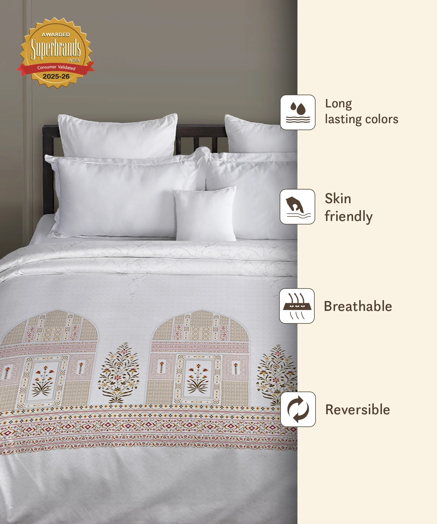 Gates Around The Globe Double AC Comforter, Whitemyst| 180 TC Cotton - Image 5