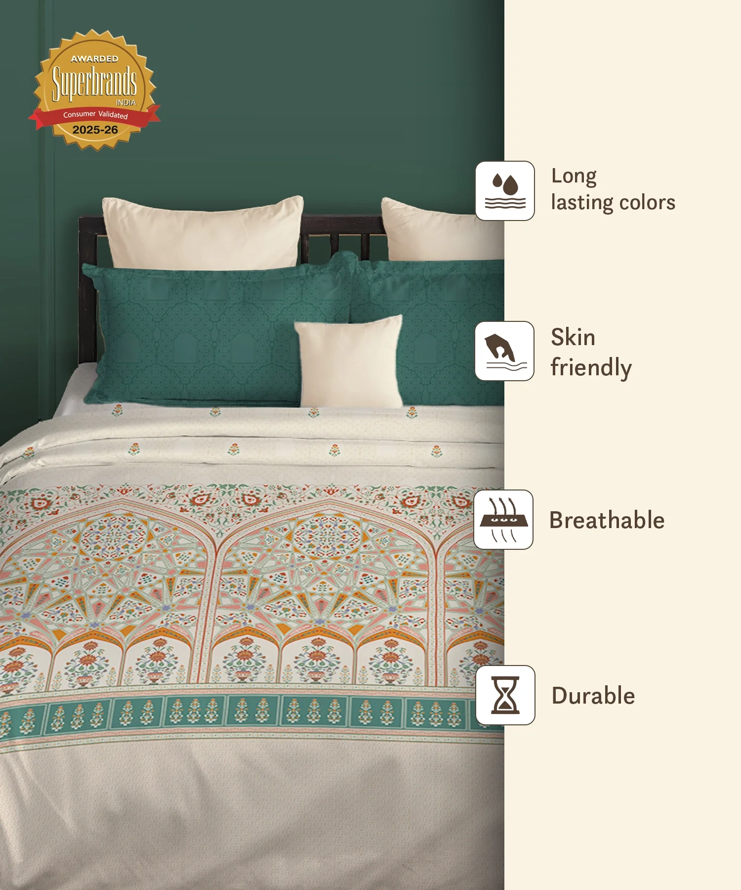 Gates Around The Globe King Bedsheet Set, Arqadia| 180 TC Cotton| 2 Pillow Covers - Image 8