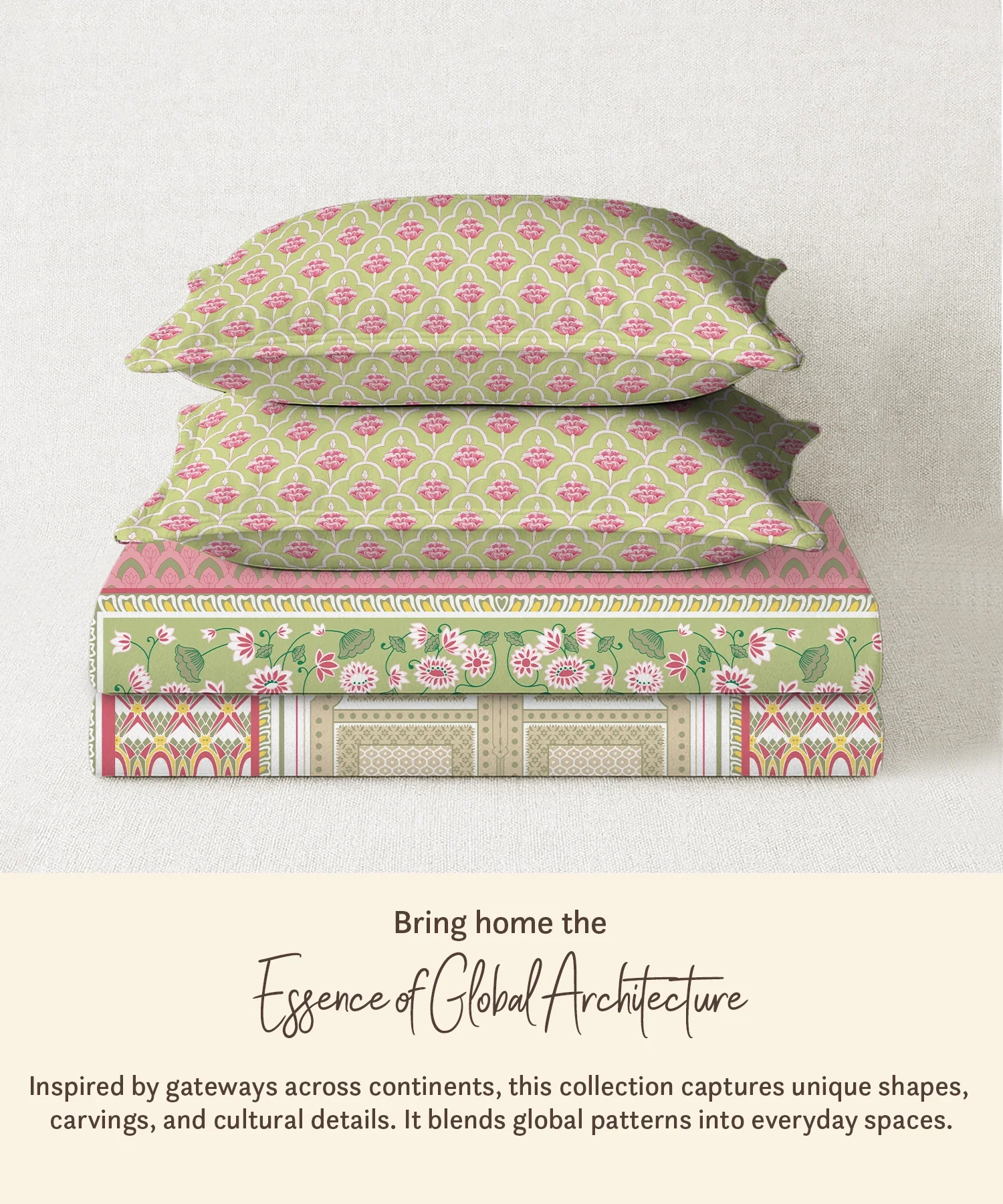 Gates Around The Globe King Bedsheet Set, Lirale| 180 TC Cotton| 2 Pillow Covers - Image 4