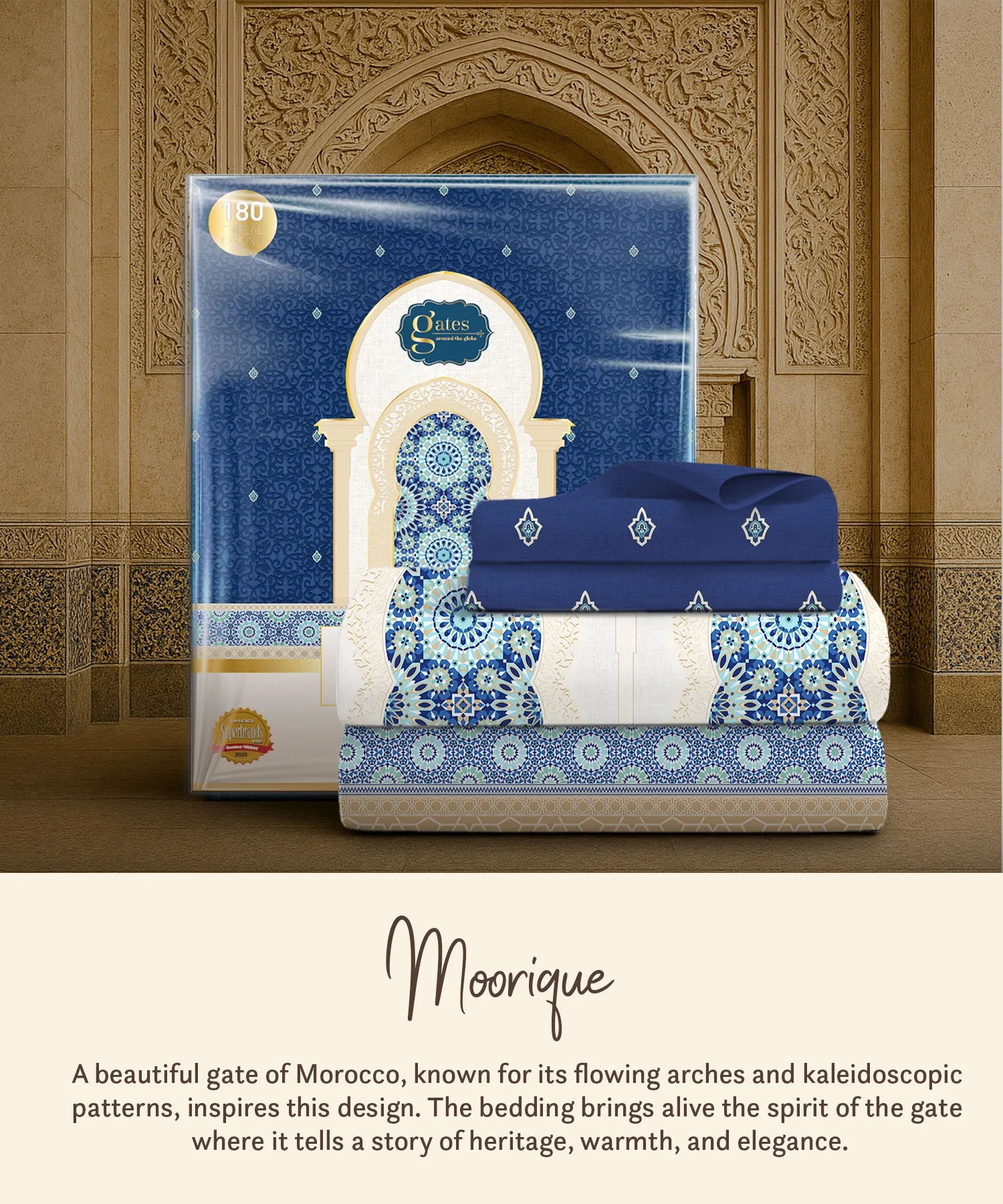 Gates Around The Globe King Bedsheet Set, Moorique| 180 TC Cotton| 2 Pillow Covers - Image 6