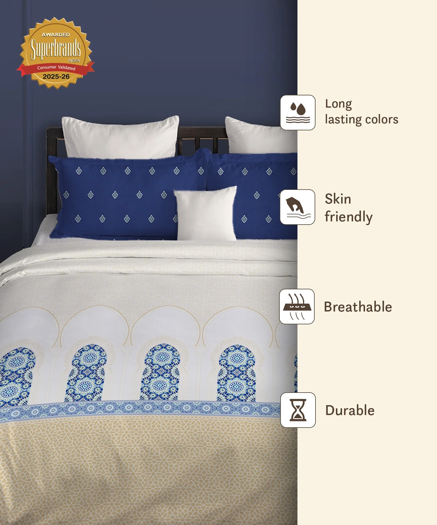 Gates Around The Globe King Bedsheet Set, Moorique| 180 TC Cotton| 2 Pillow Covers - Image 8