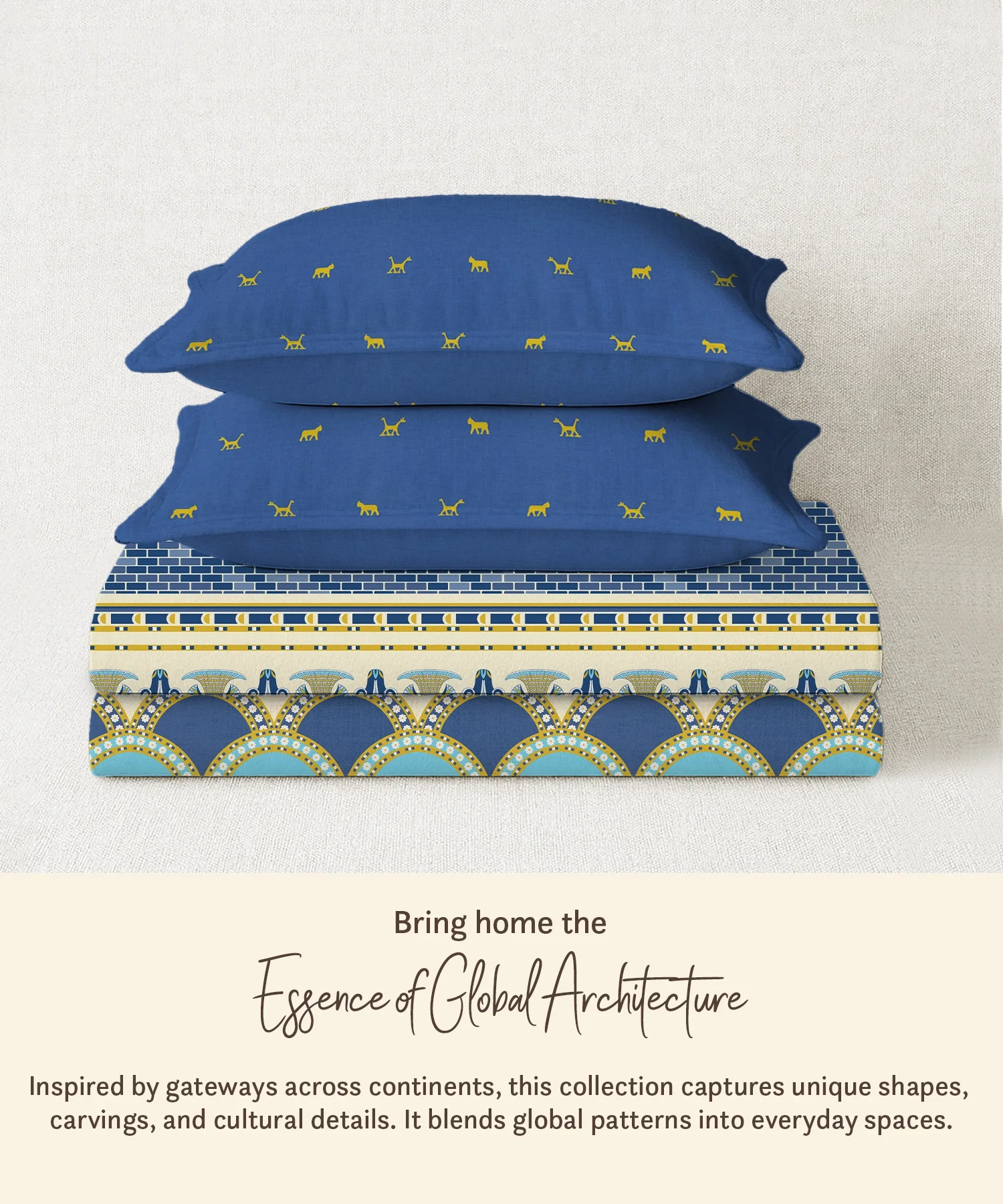 Gates Around The Globe King Fitted Bedsheet Set, Amara| 180 TC Cotton| 2 Pillow Covers - Image 3