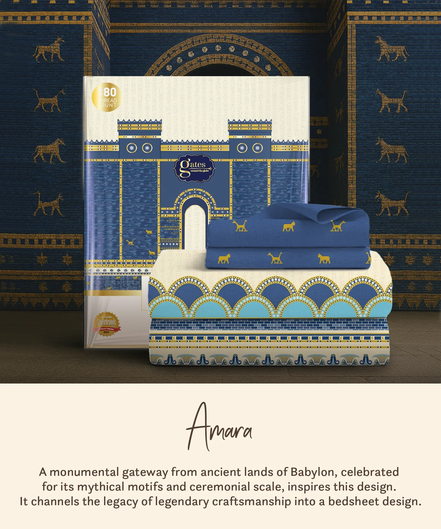 Gates Around The Globe King Fitted Bedsheet Set, Amara| 180 TC Cotton| 2 Pillow Covers - Image 5